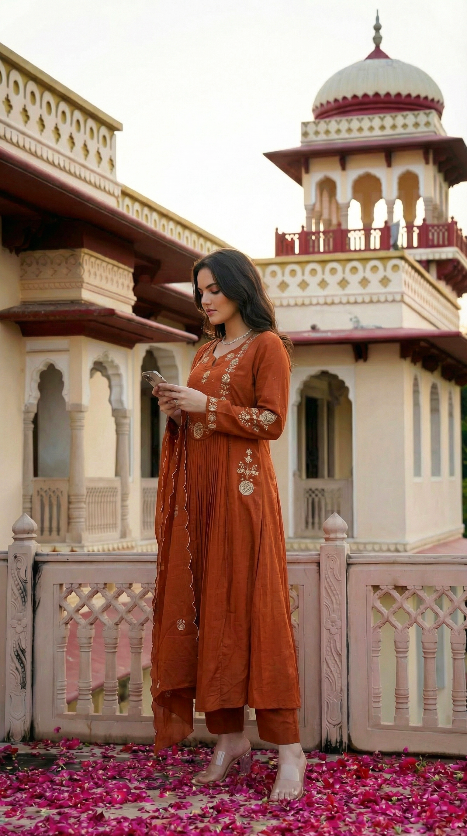 Amber Saffron Rust Cotton Suit Set