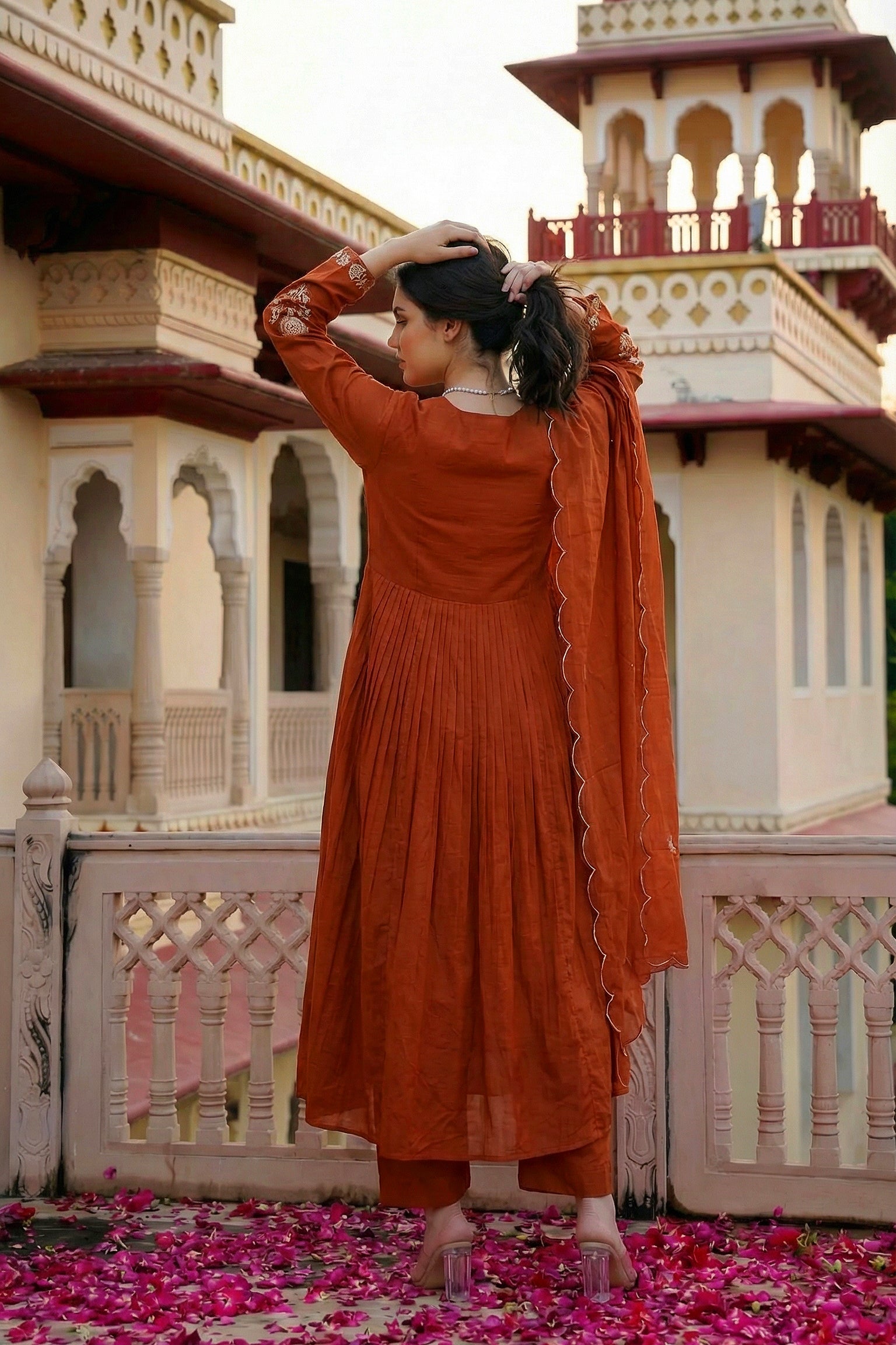 Amber Saffron Rust Cotton Suit Set