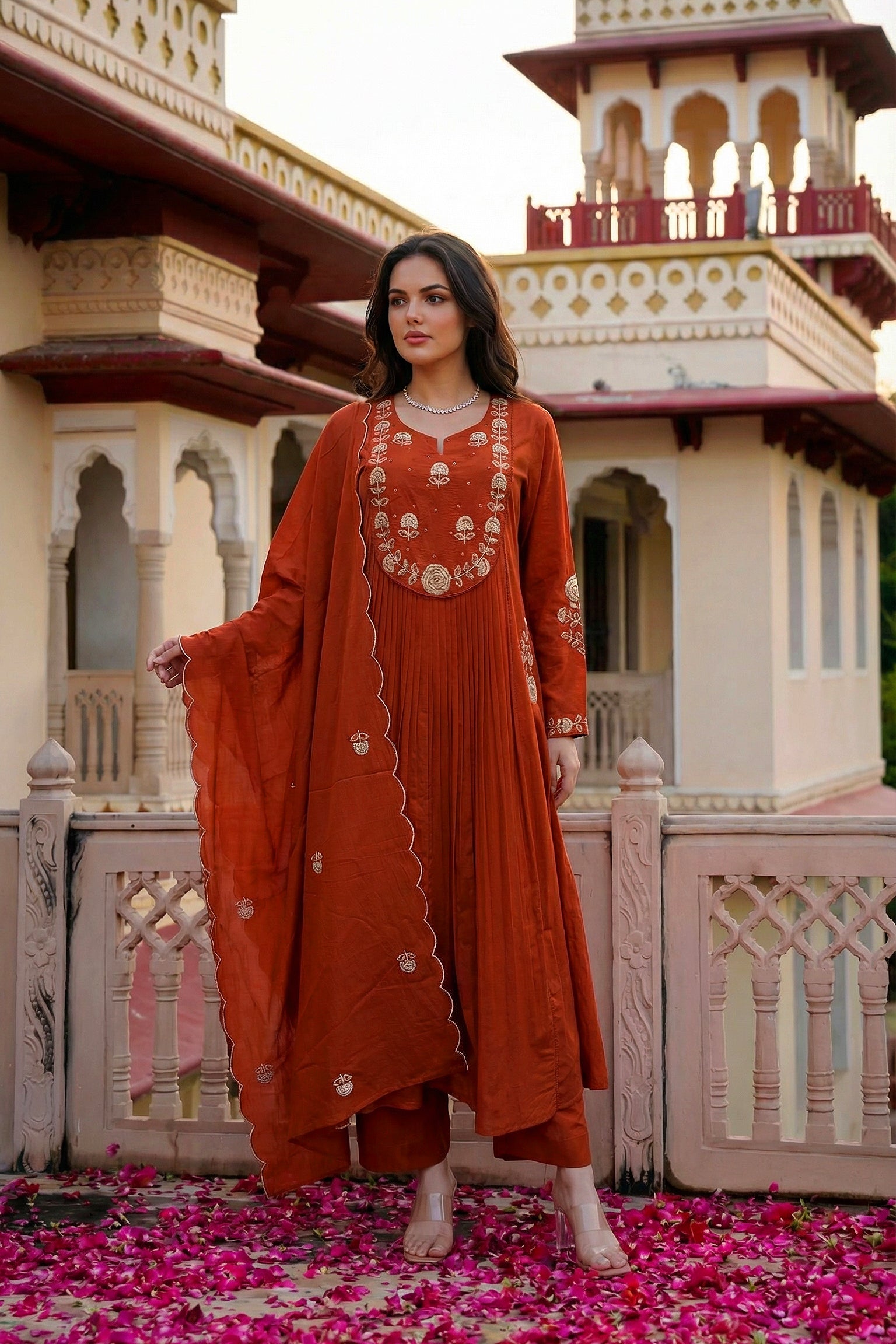 Amber Saffron Rust Cotton Suit Set