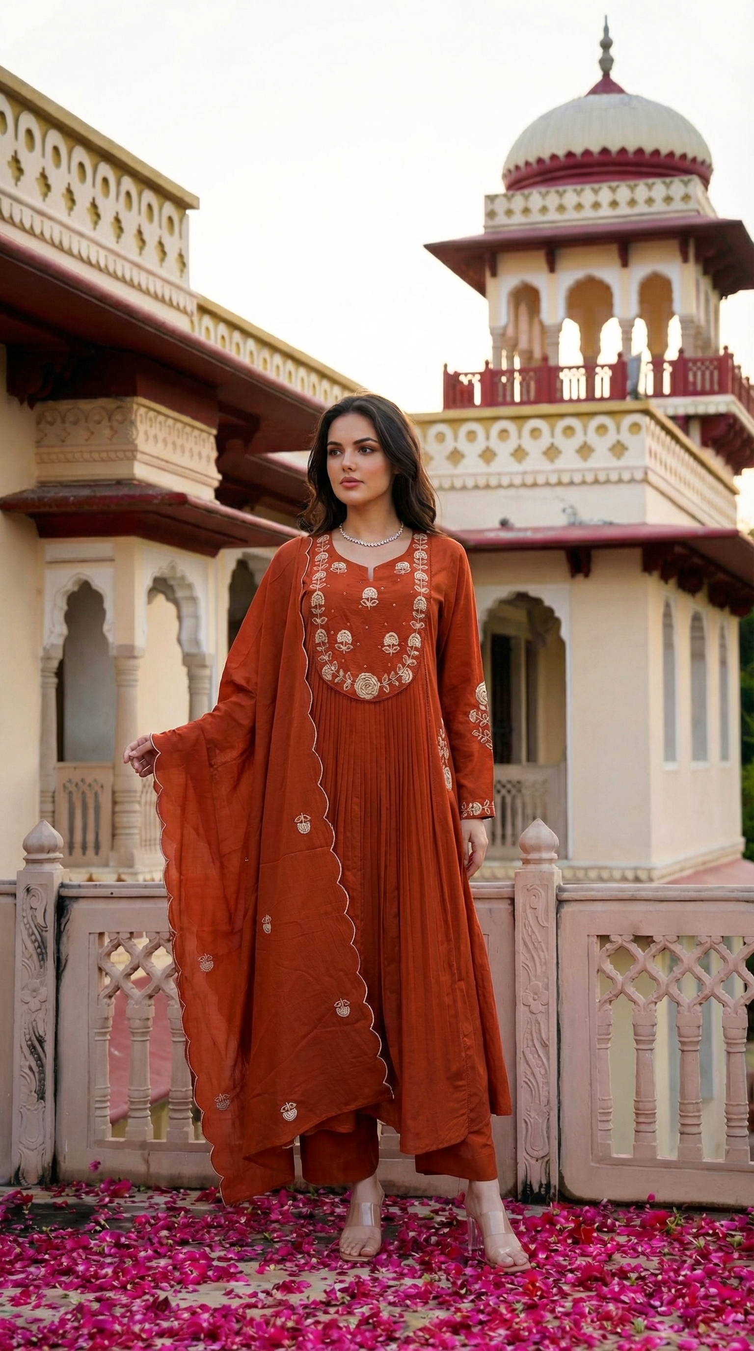 Amber Saffron Rust Cotton Suit Set