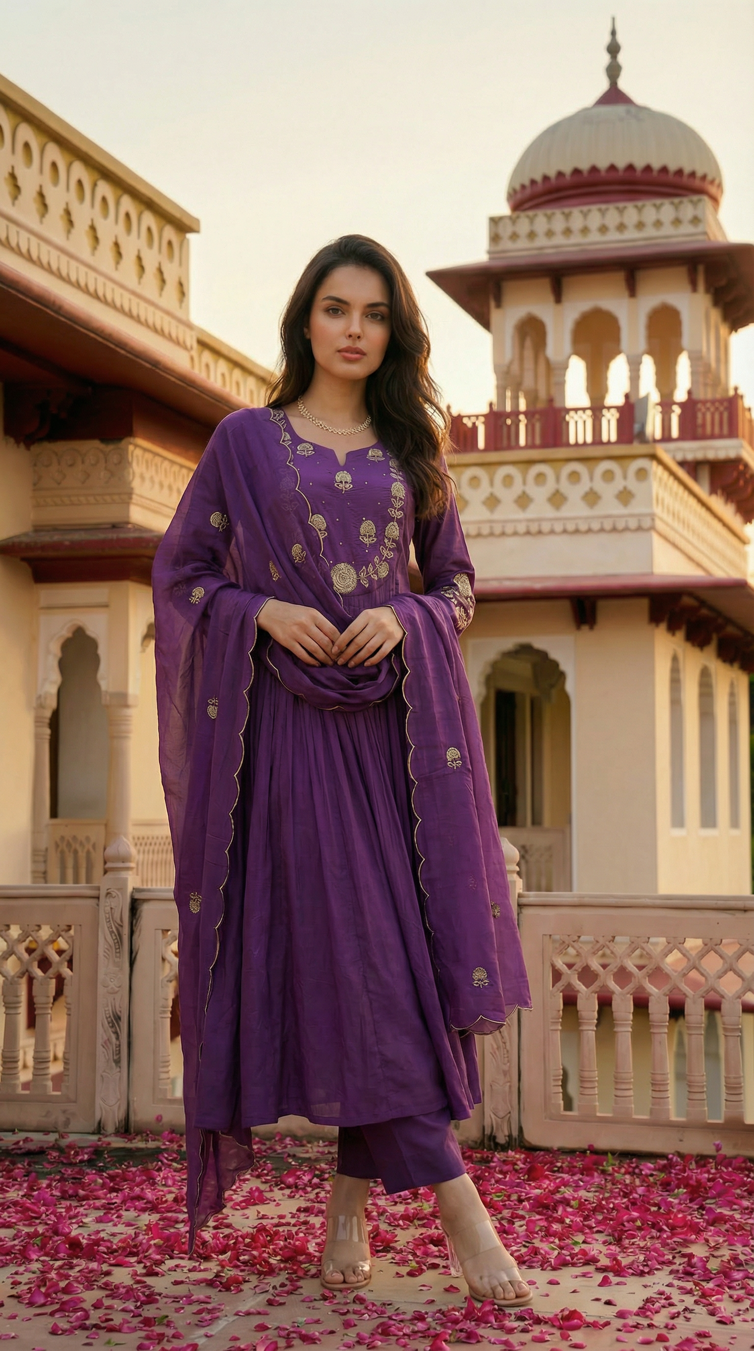 Royal Plum Blossom Cotton Suit Set