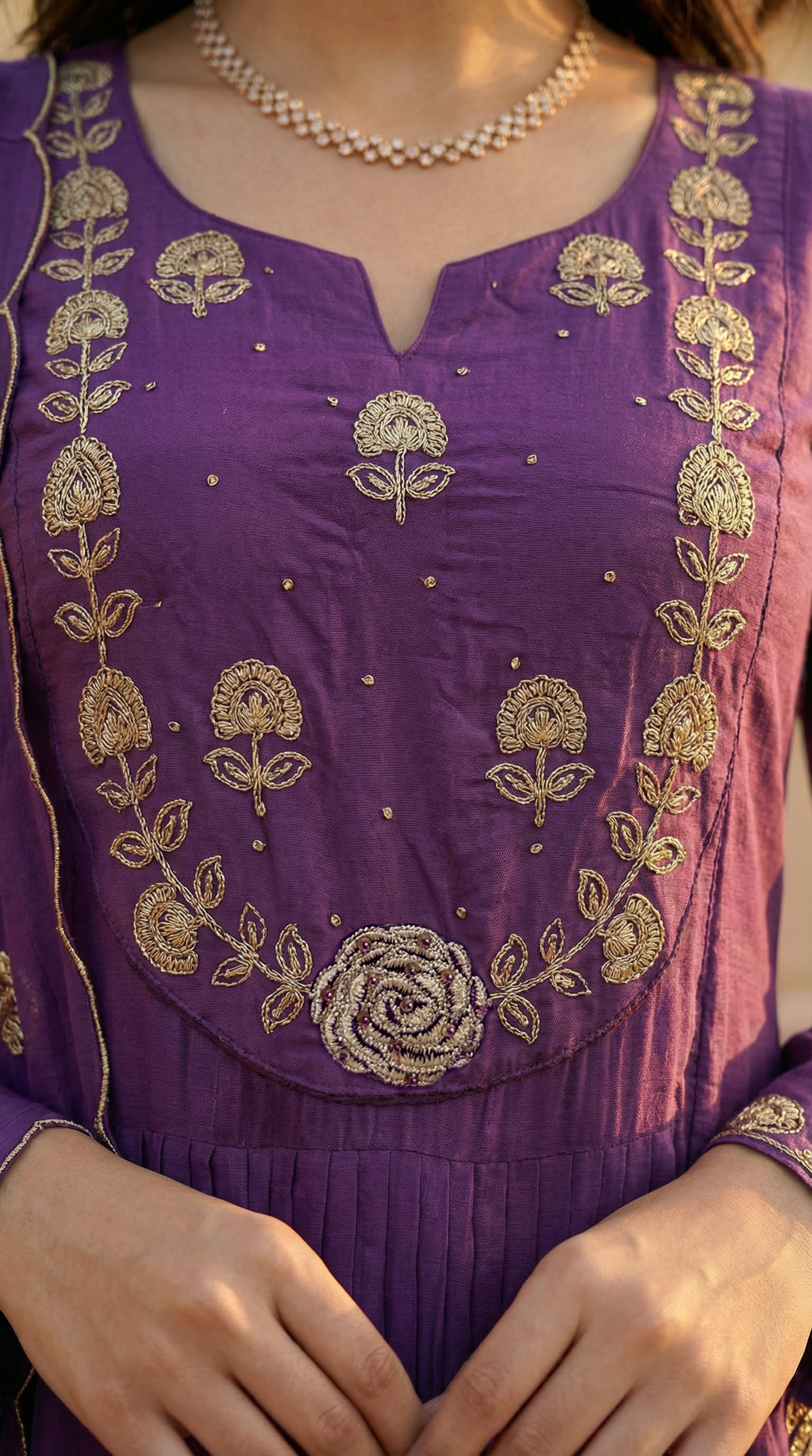 Royal Plum Blossom Cotton Suit Set
