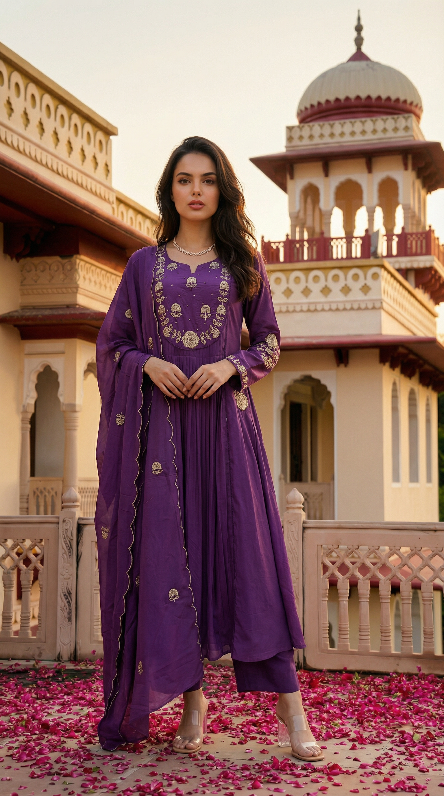 Royal Plum Blossom Cotton Suit Set