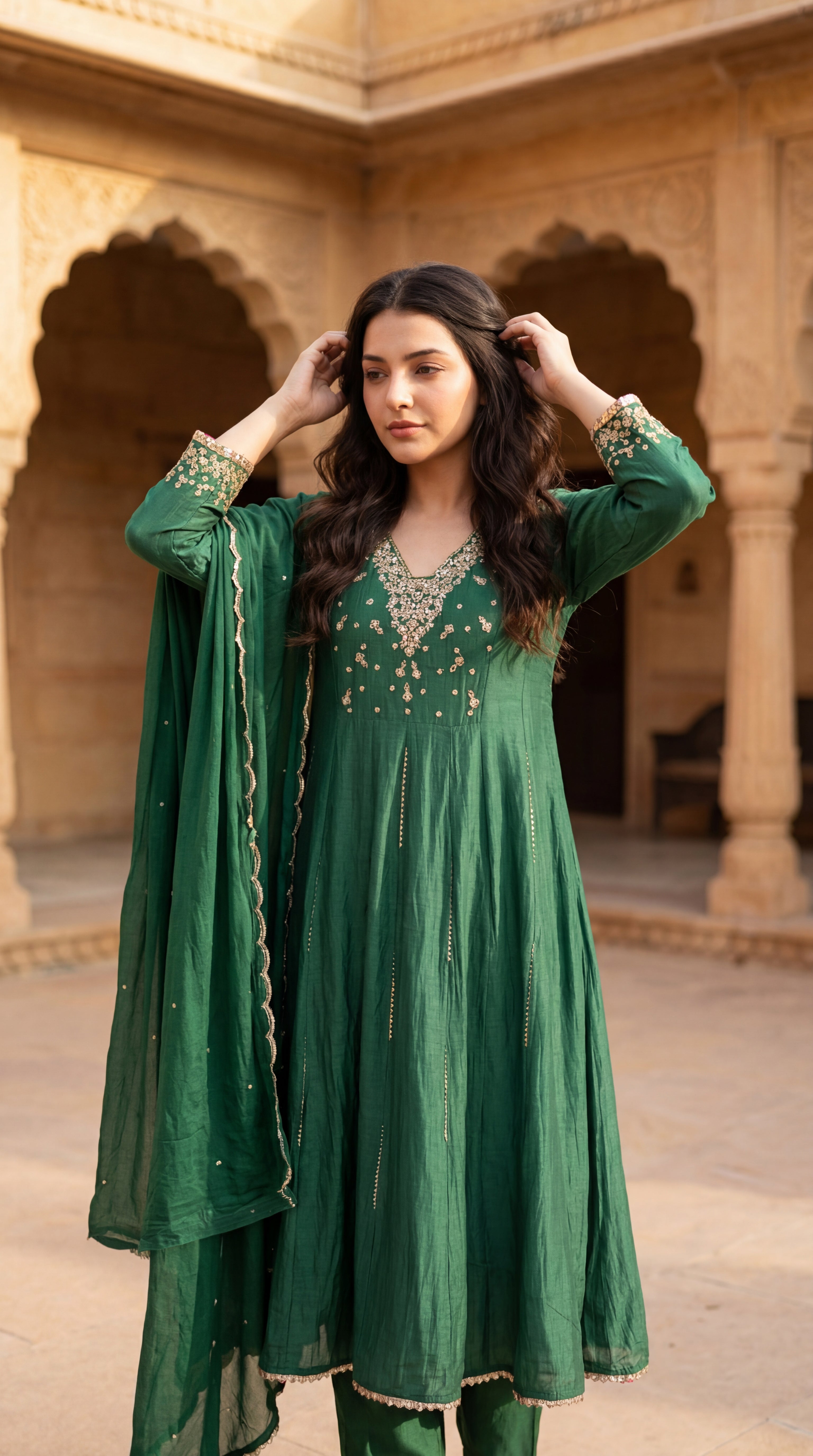 Forest Bloom Mul Chanderi Suit Set