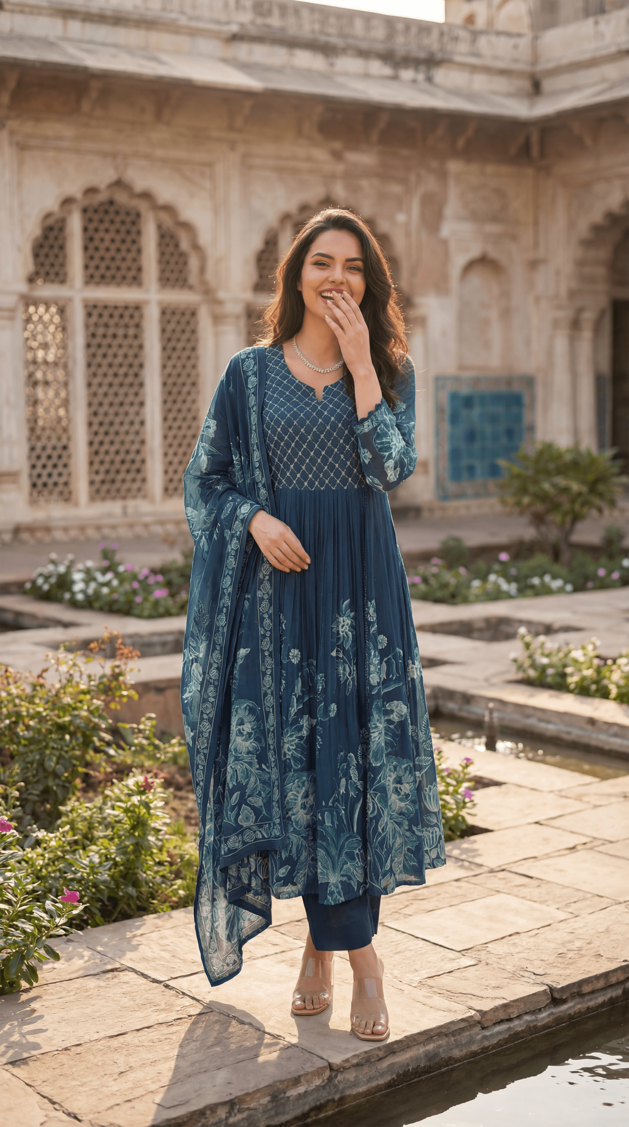 Teal Floral Flow Suit Set