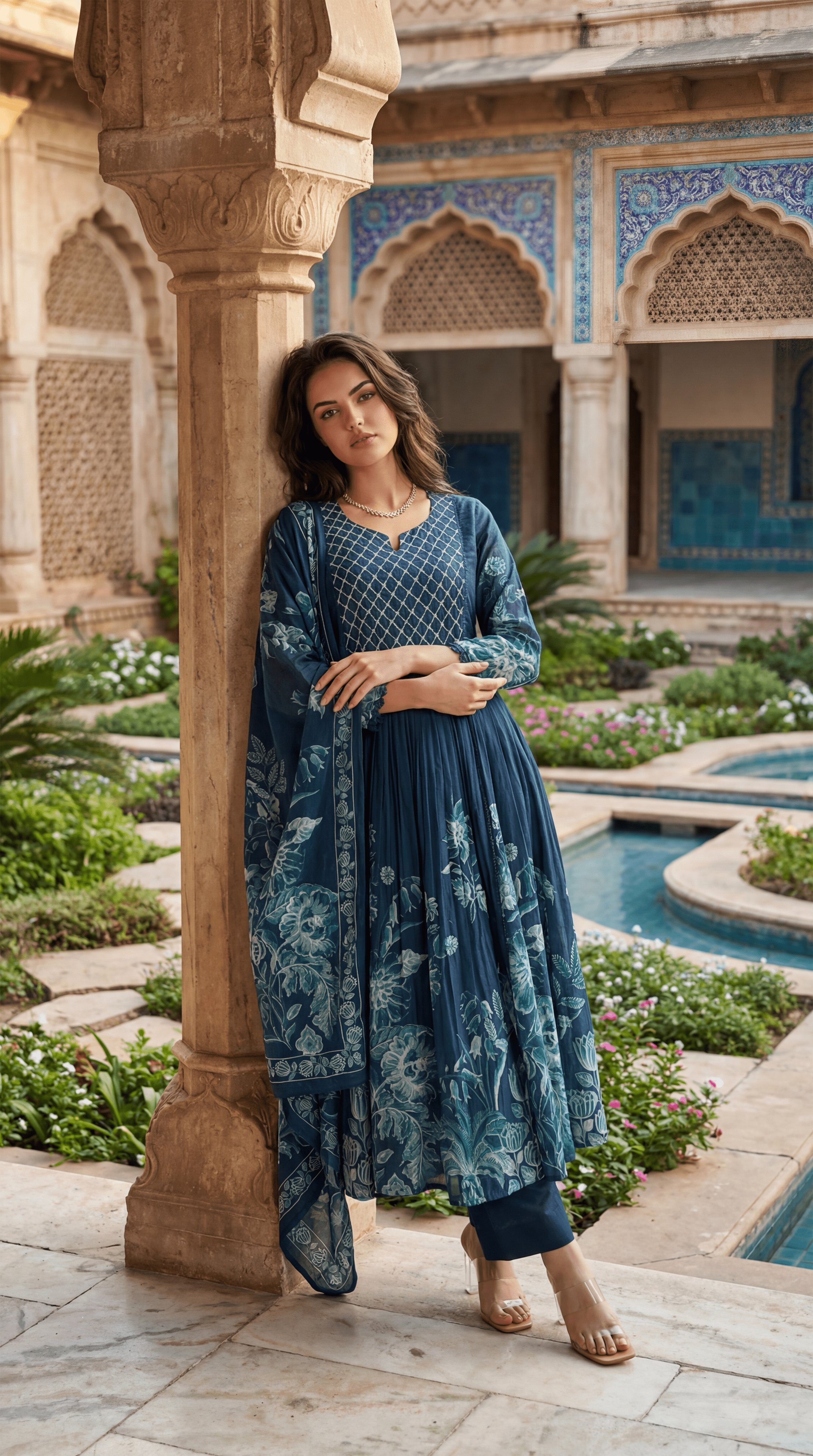 Teal Floral Flow Suit Set