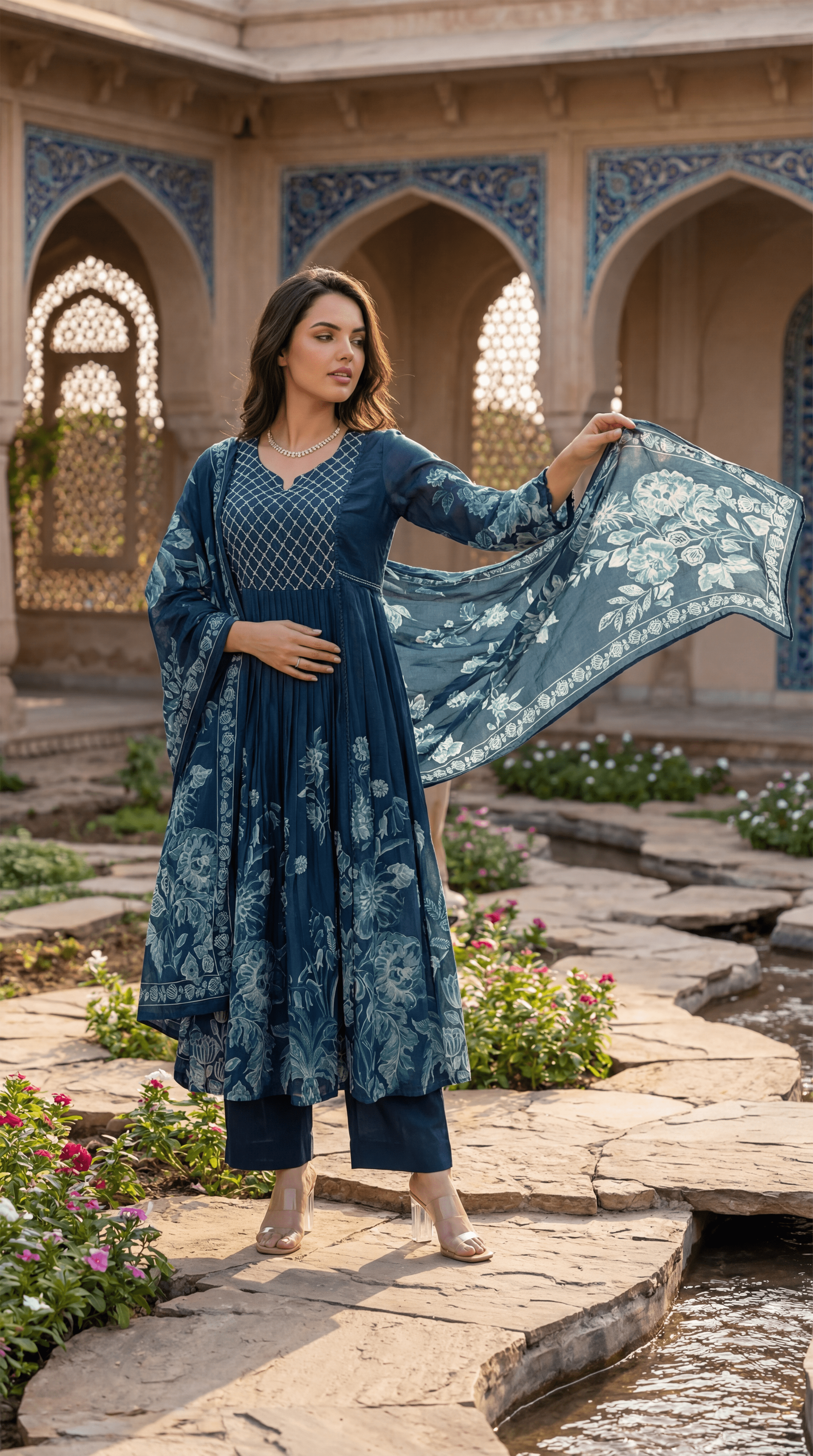 Teal Floral Flow Suit Set