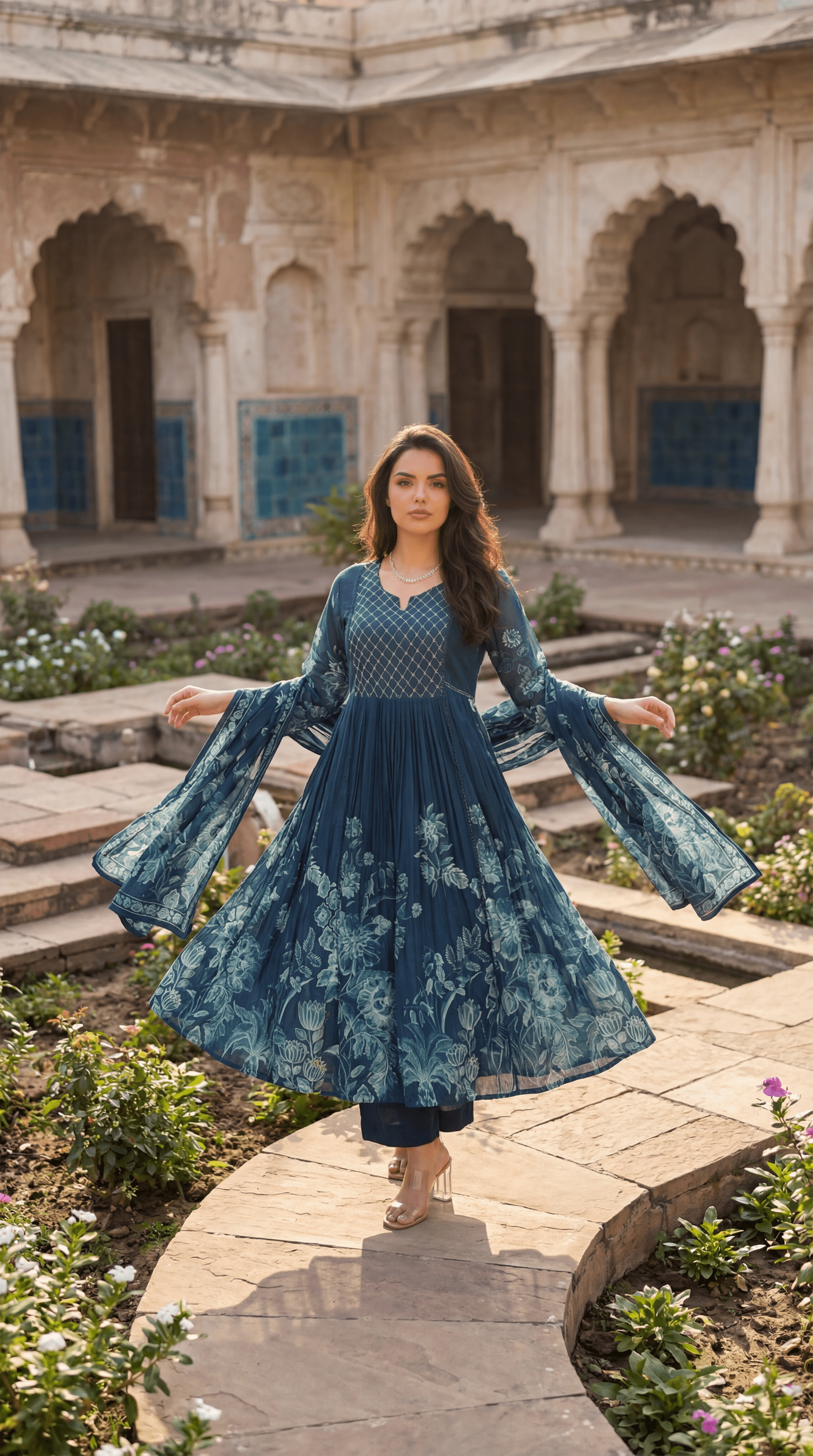 Teal Floral Flow Suit Set