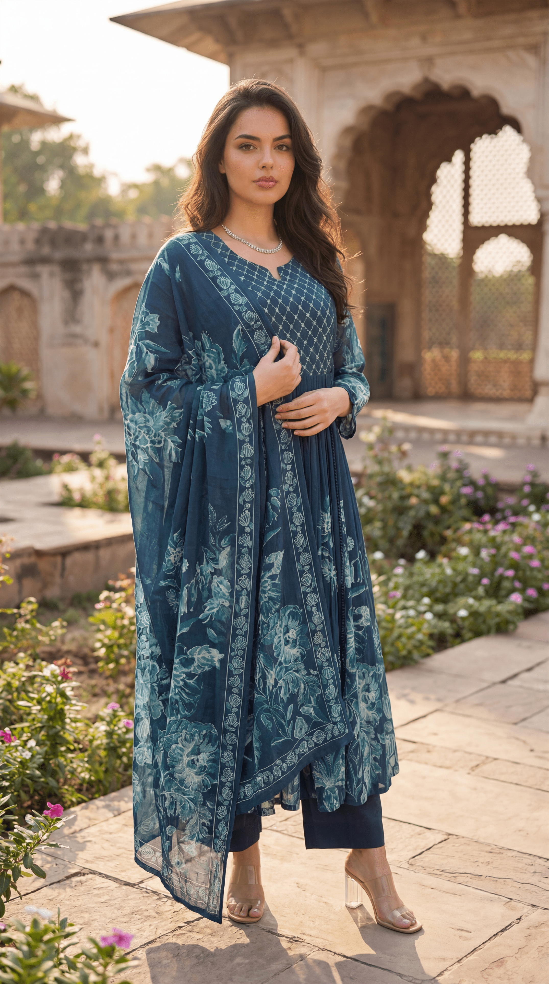 Teal Floral Flow Suit Set