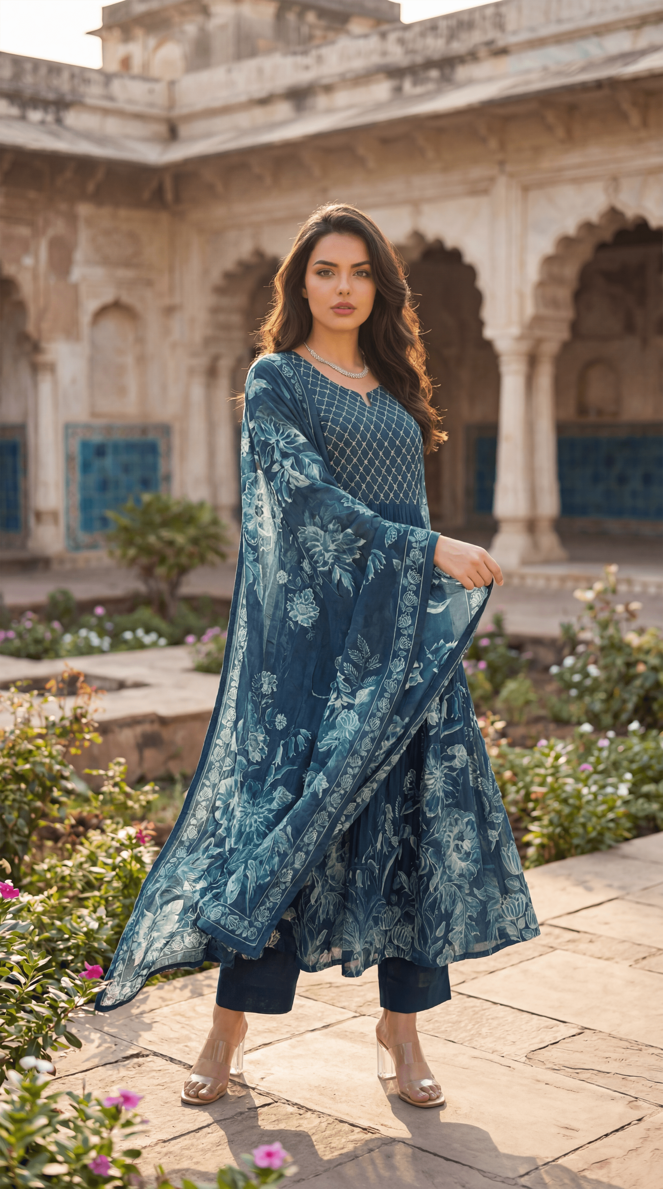 Teal Floral Flow Suit Set