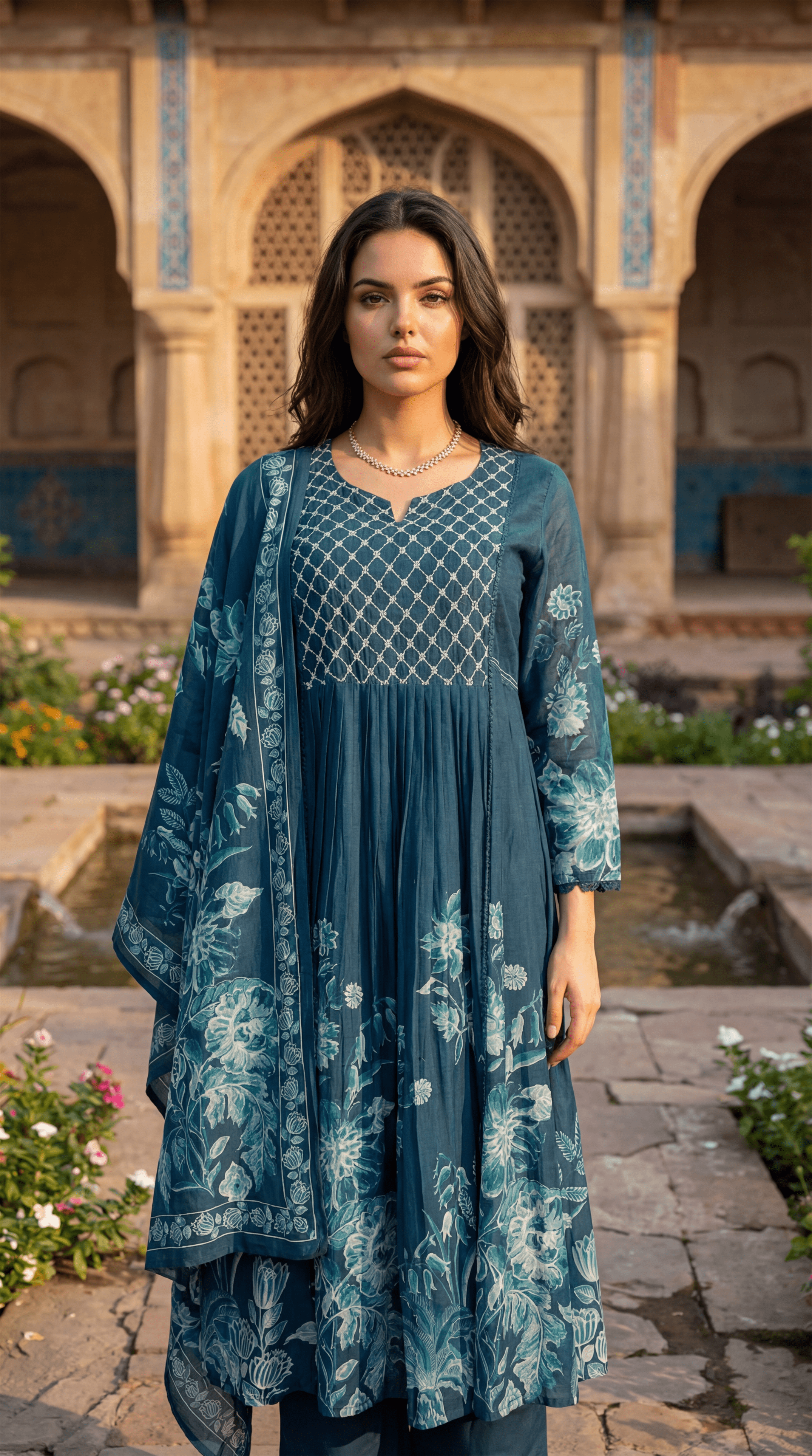 Teal Floral Flow Suit Set