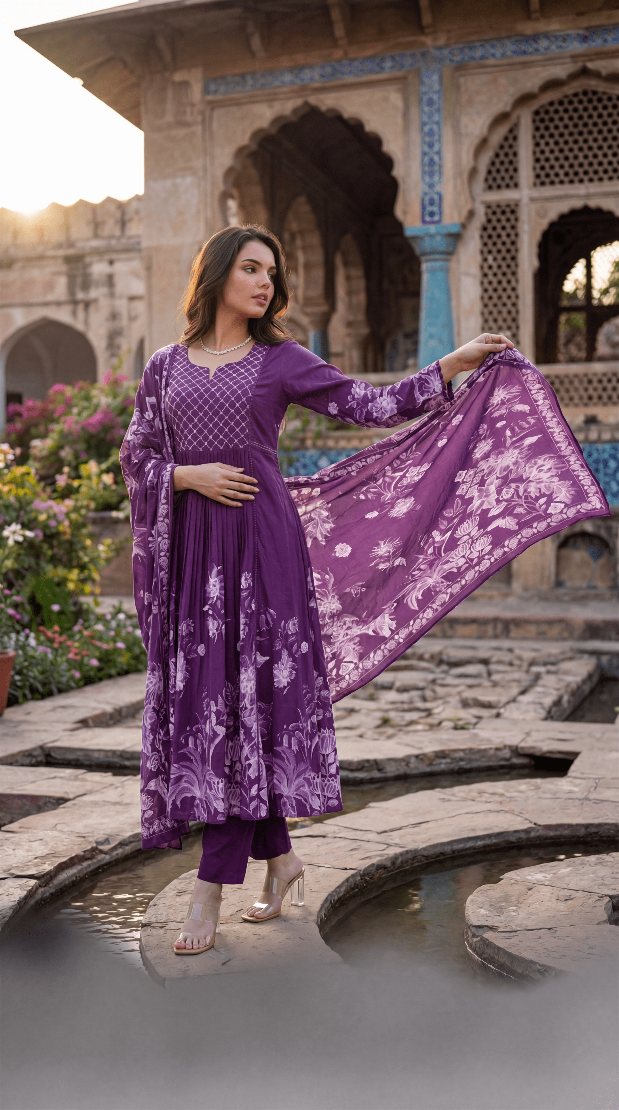 Royal Amethyst Embroidered Suit Set