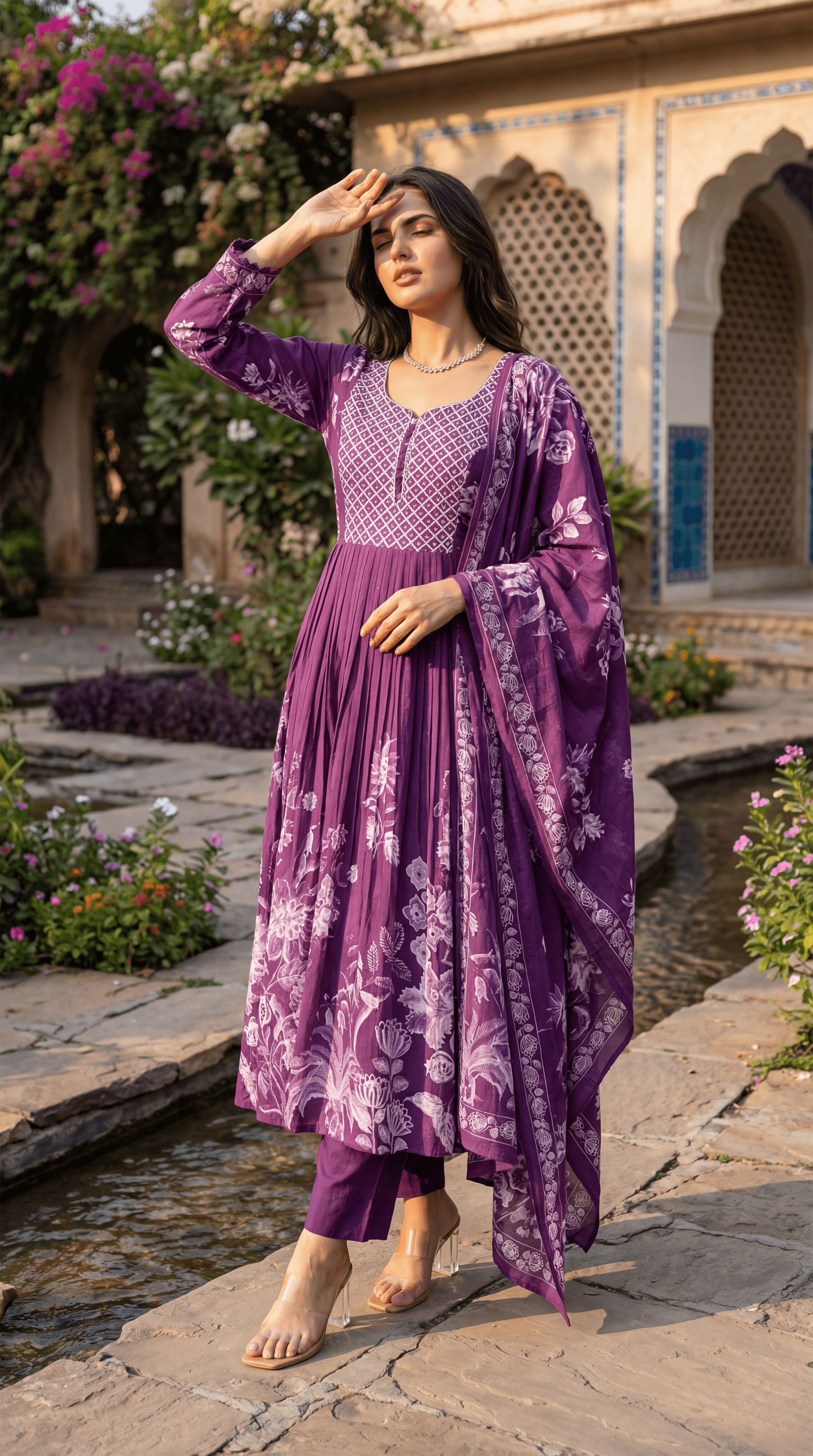 Royal Amethyst Embroidered Suit Set