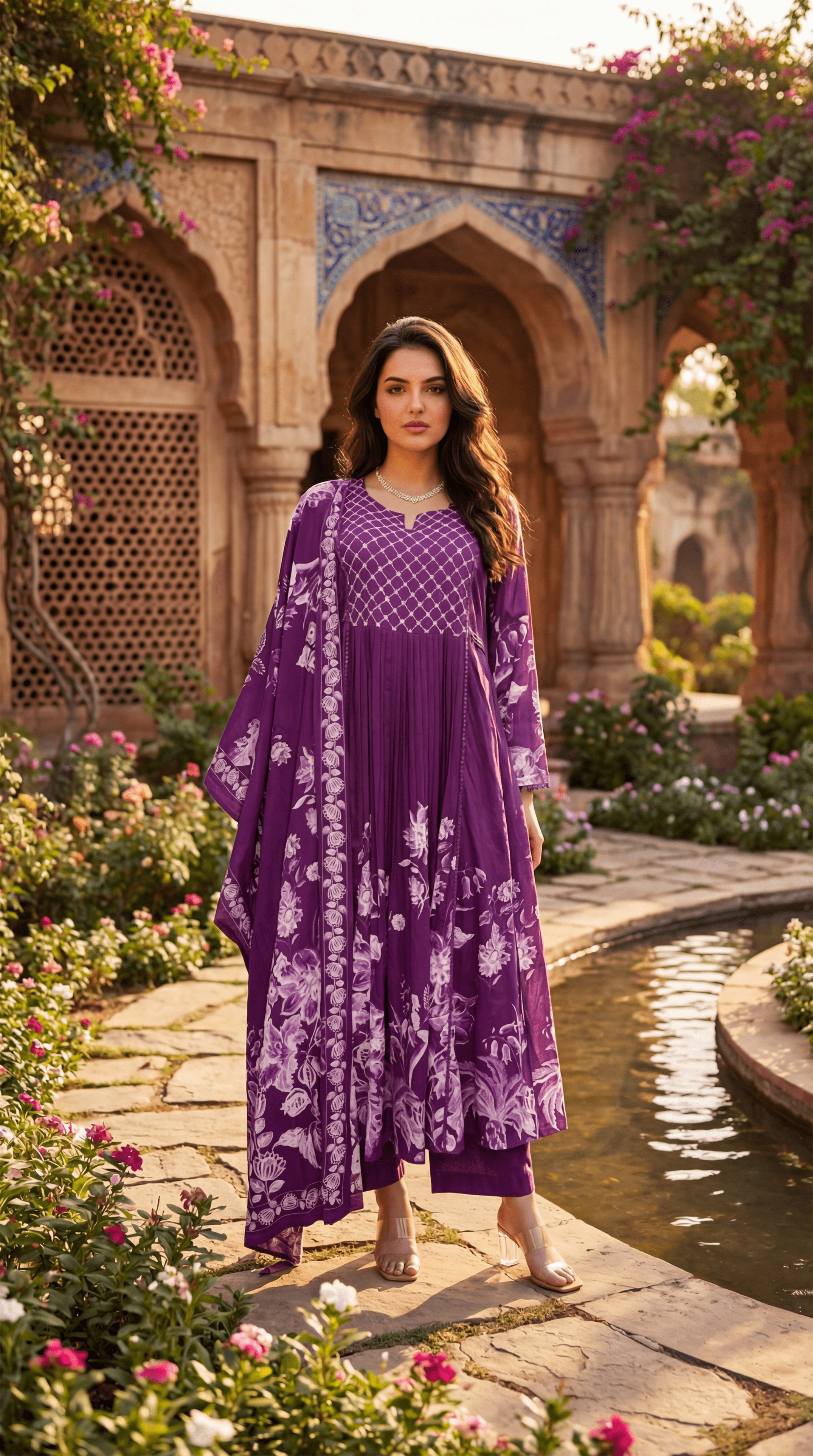 Royal Amethyst Embroidered Suit Set