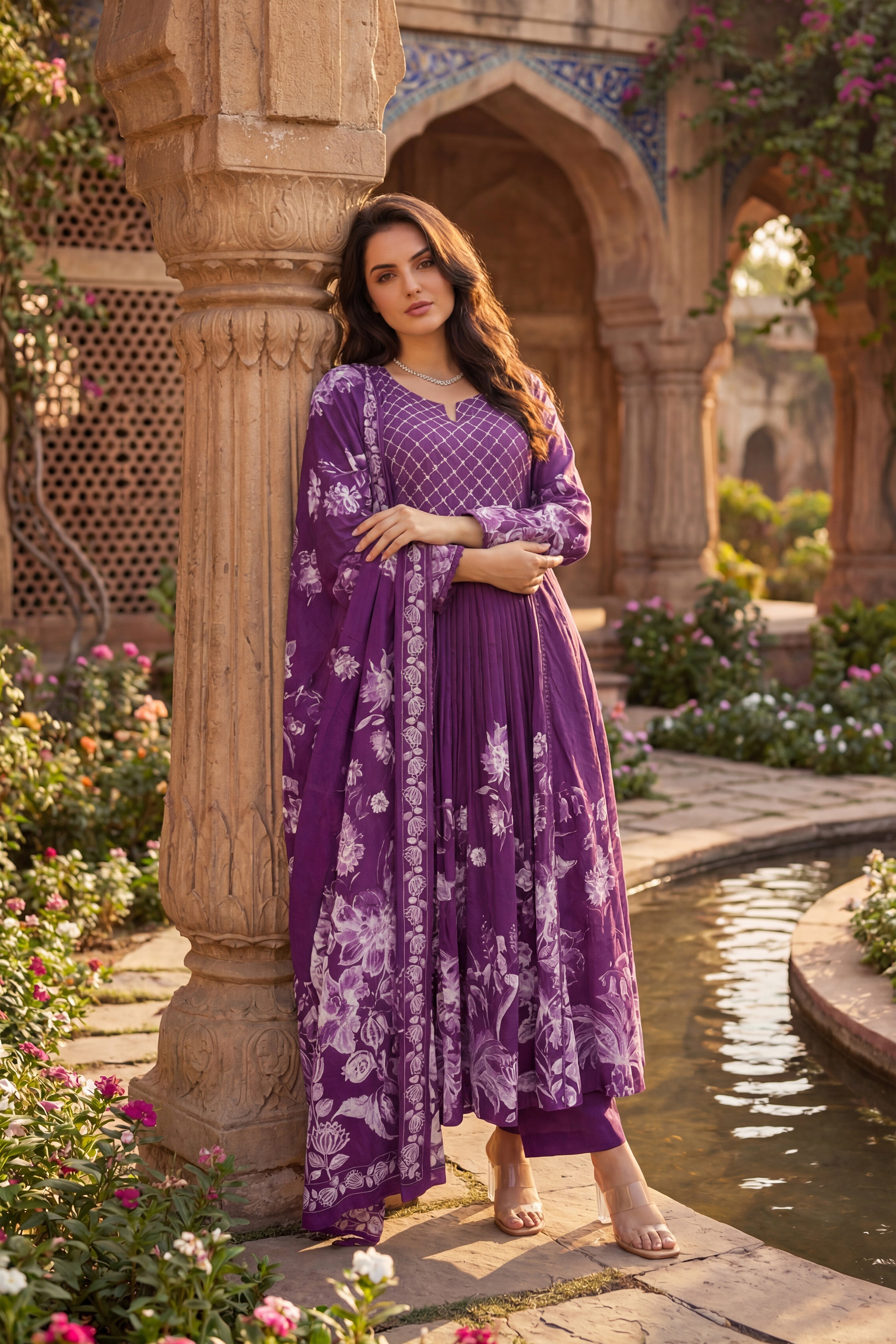 Royal Amethyst Embroidered Suit Set
