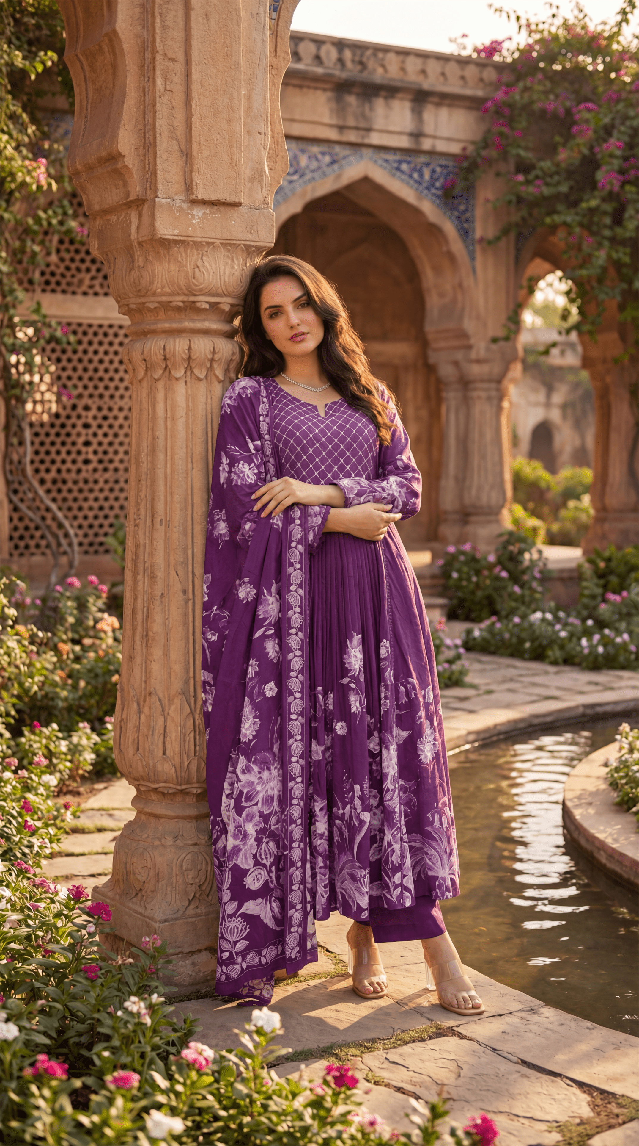 Royal Amethyst Embroidered Suit Set