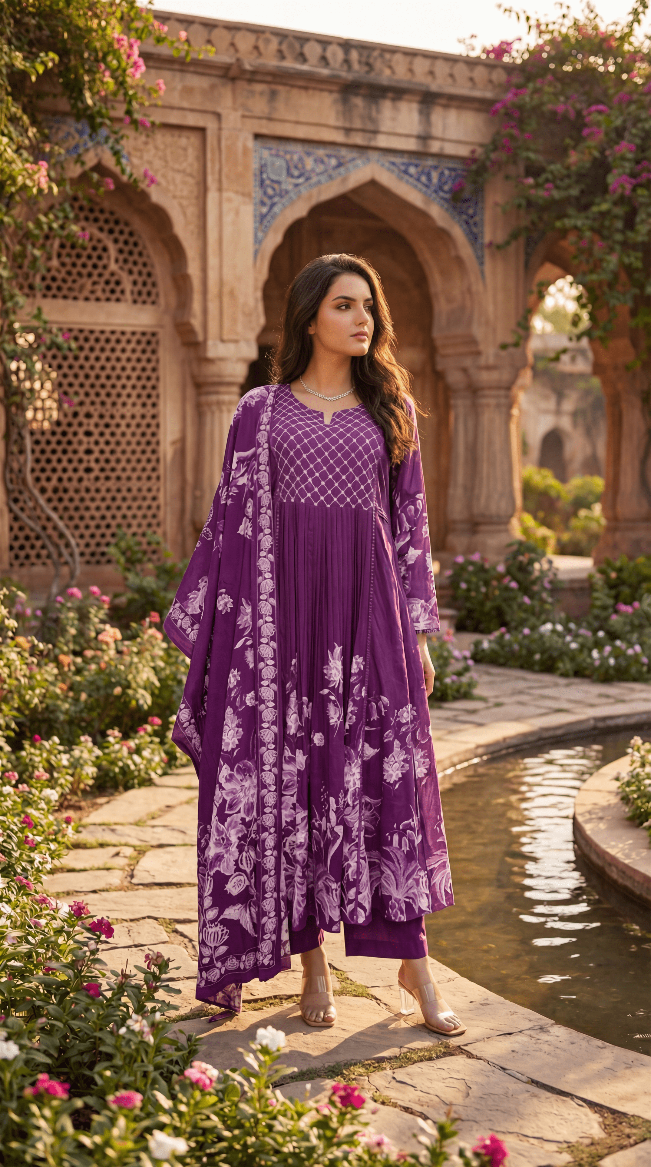 Royal Amethyst Embroidered Suit Set