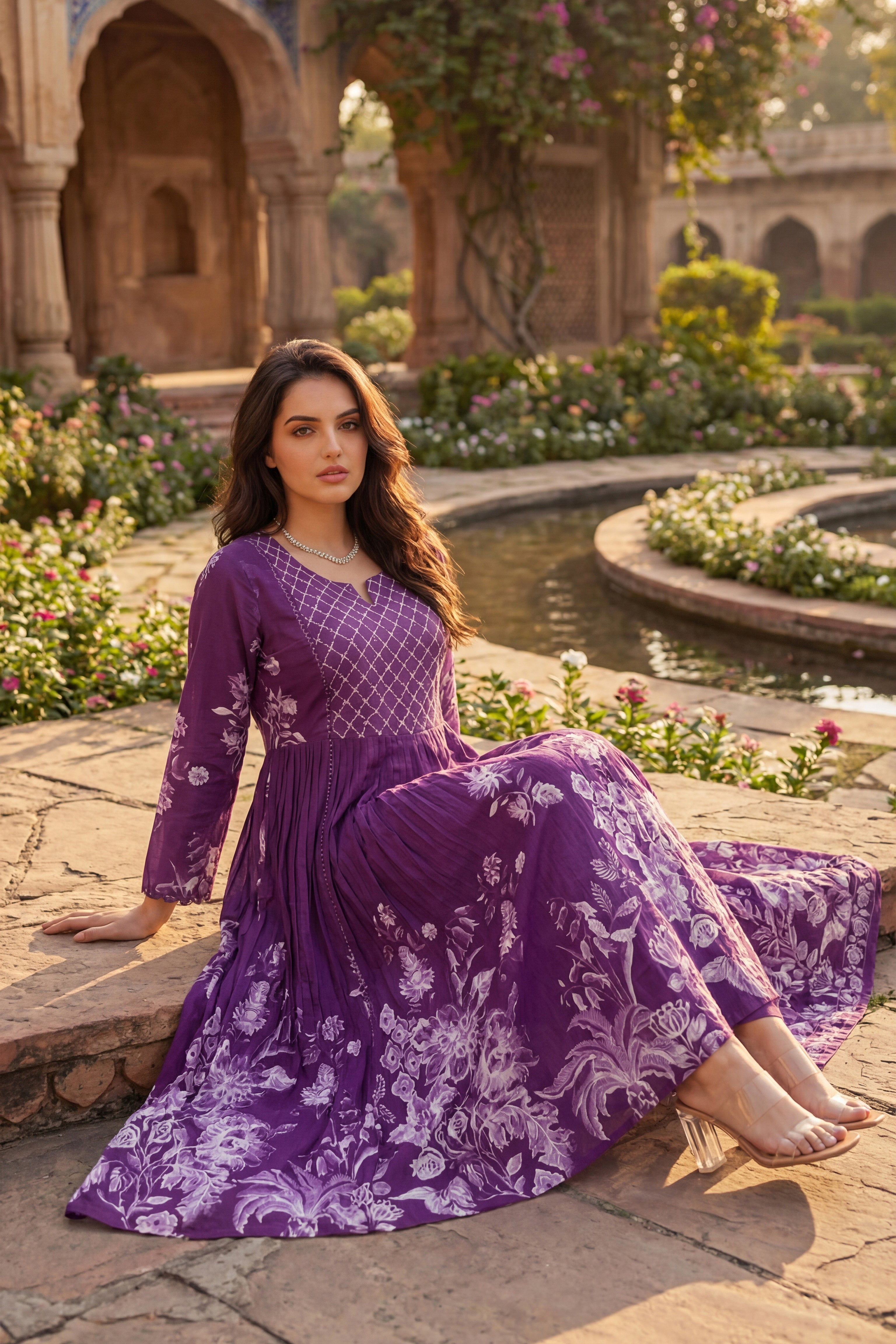 Royal Amethyst Embroidered Suit Set