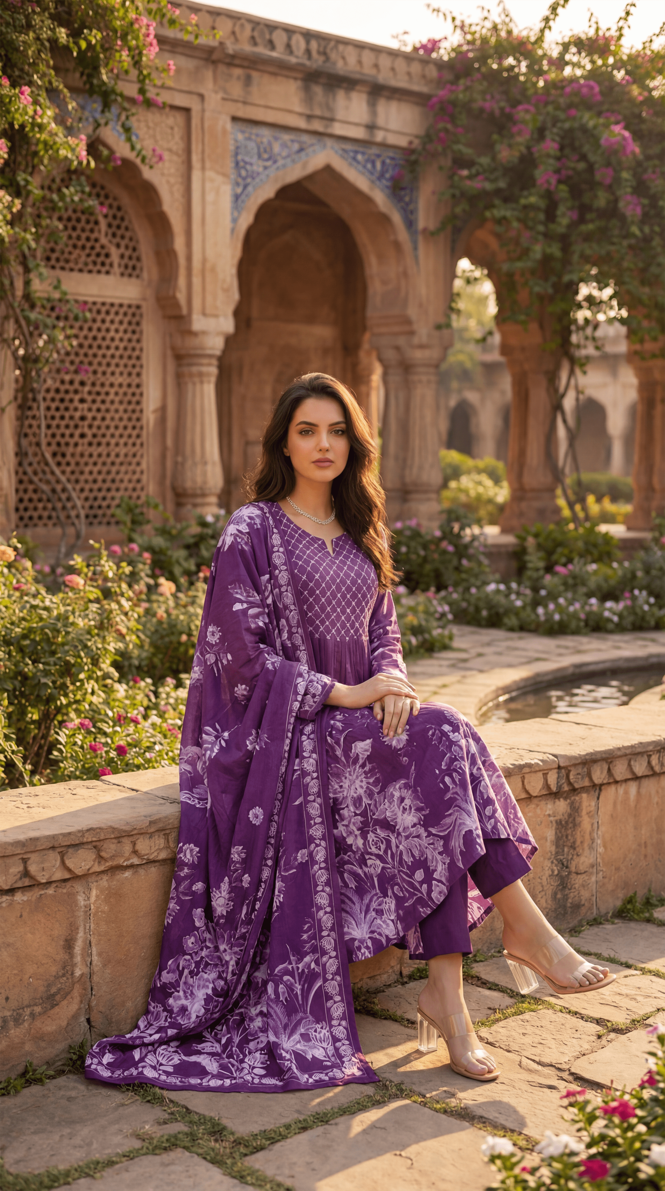Royal Amethyst Embroidered Suit Set