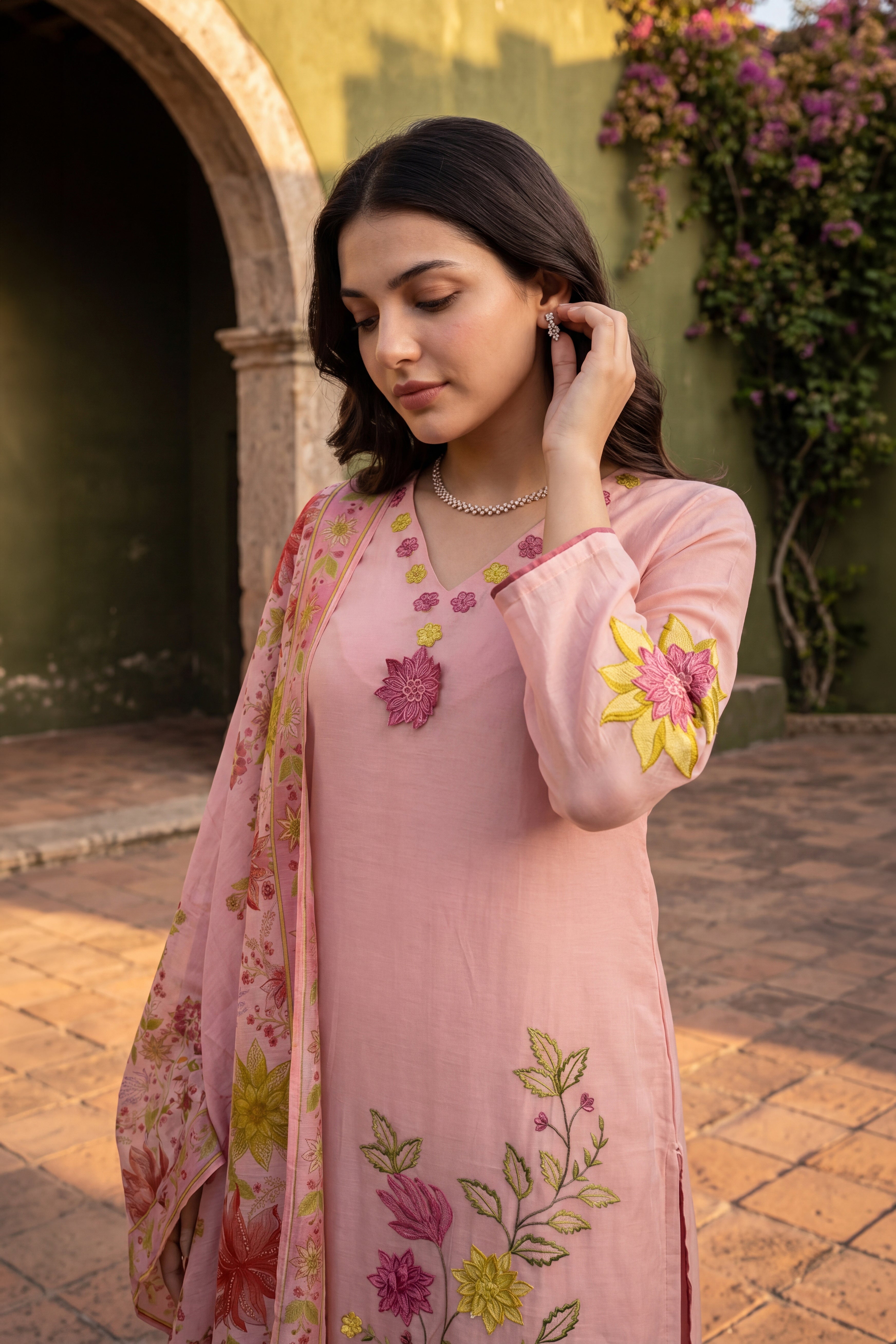 Blush Bloom Chanderi Set