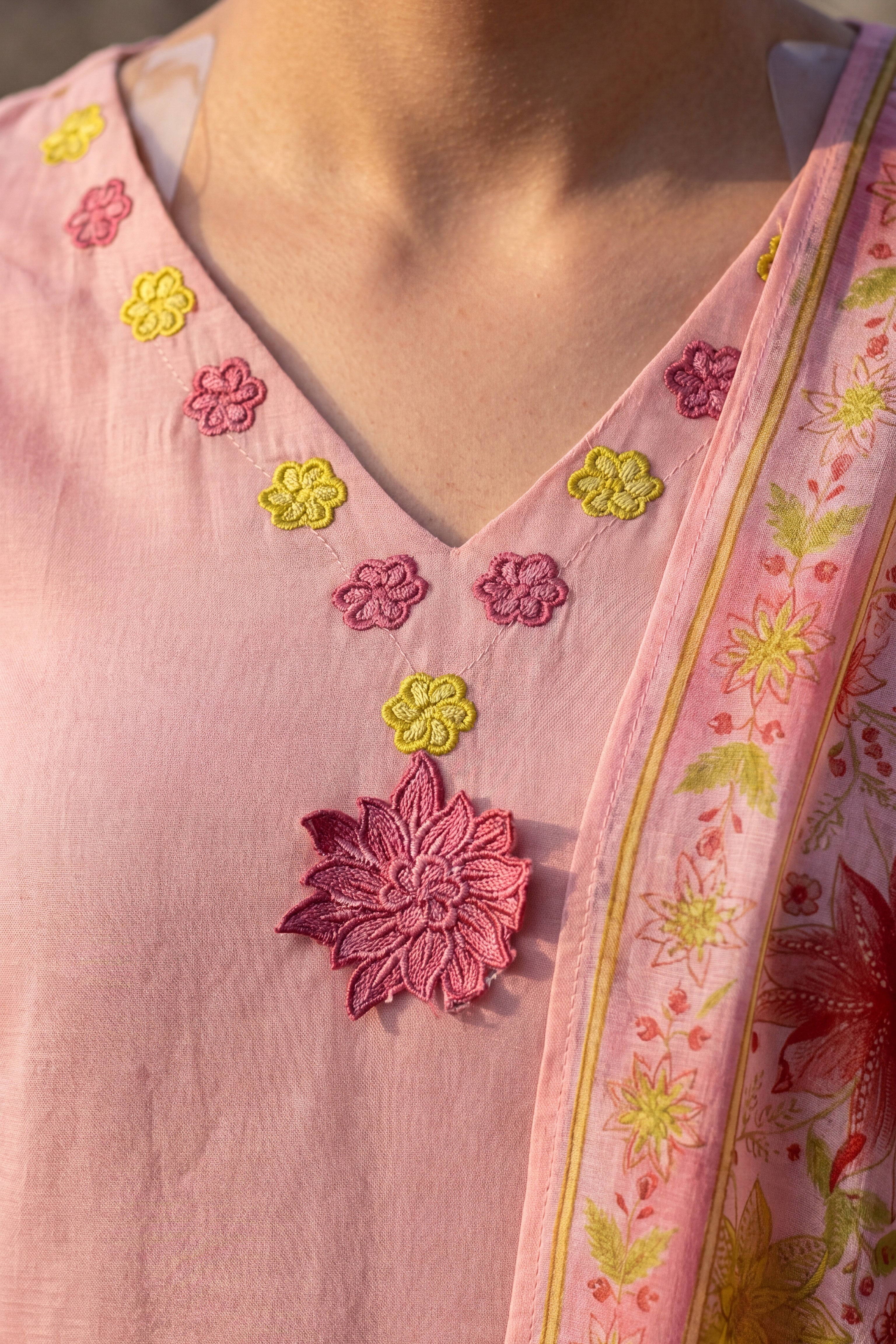 Blush Bloom Chanderi Set