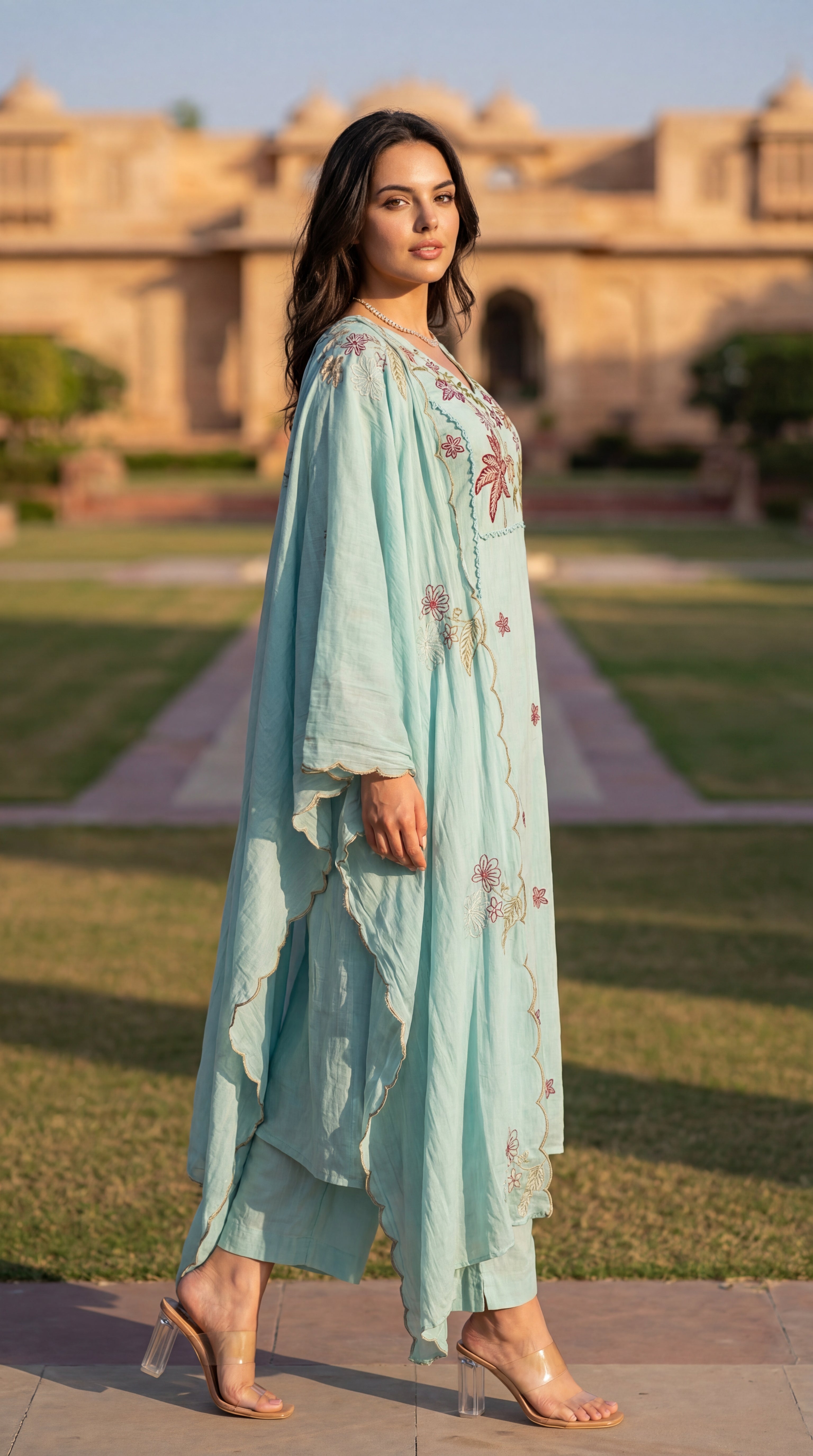 Seafoam Chanderi Suit Set