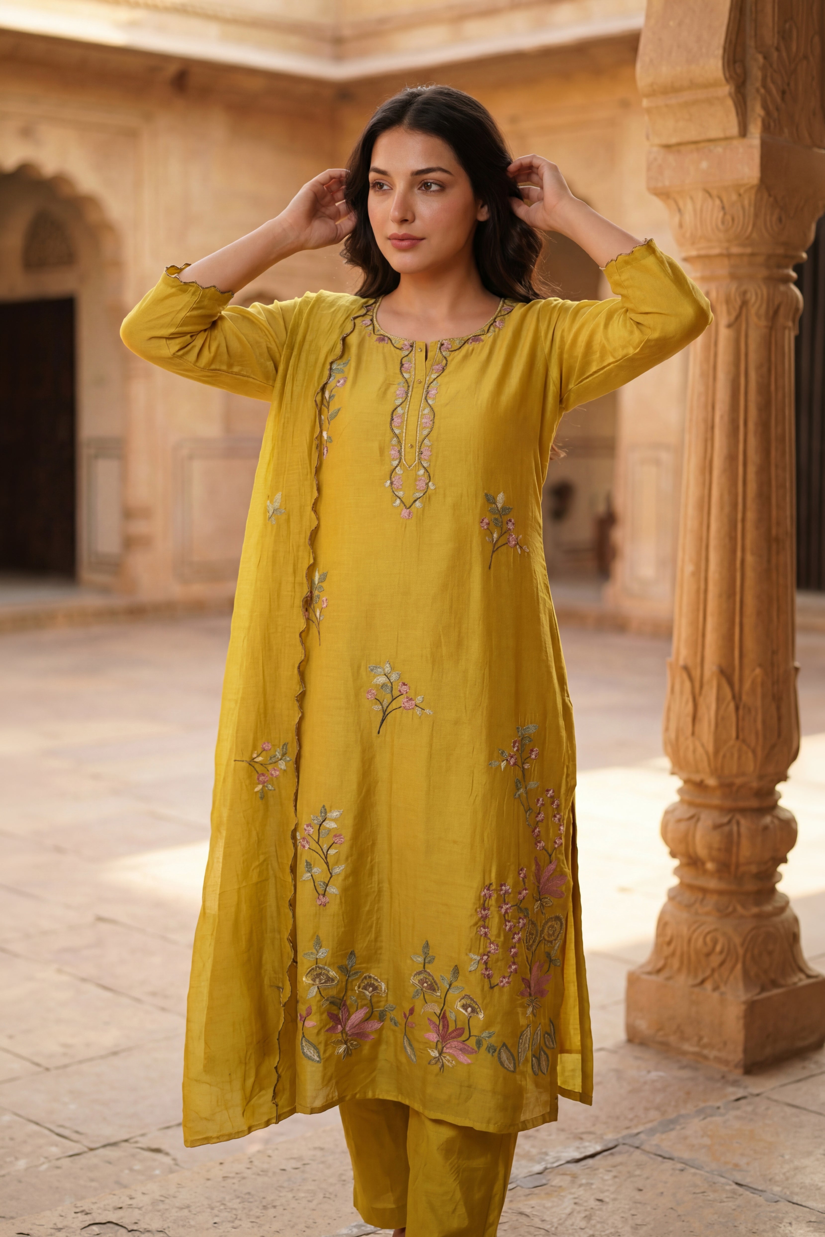 Sunlit Elegance Chanderi Kurta Set
