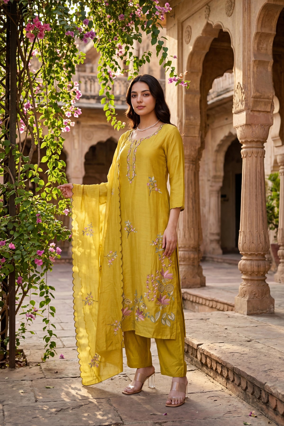 Sunlit Elegance Chanderi Kurta Set