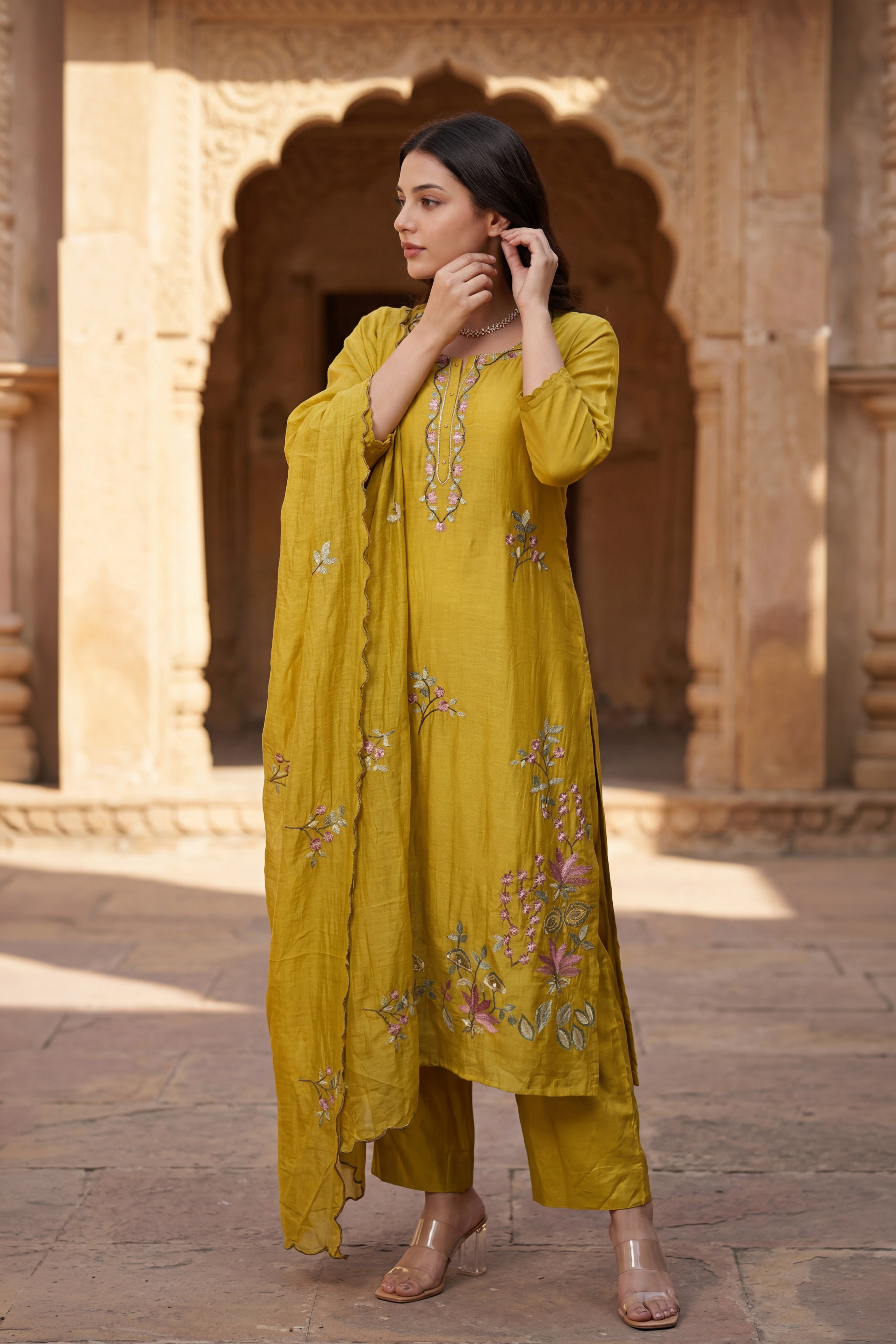 Sunlit Elegance Chanderi Kurta Set