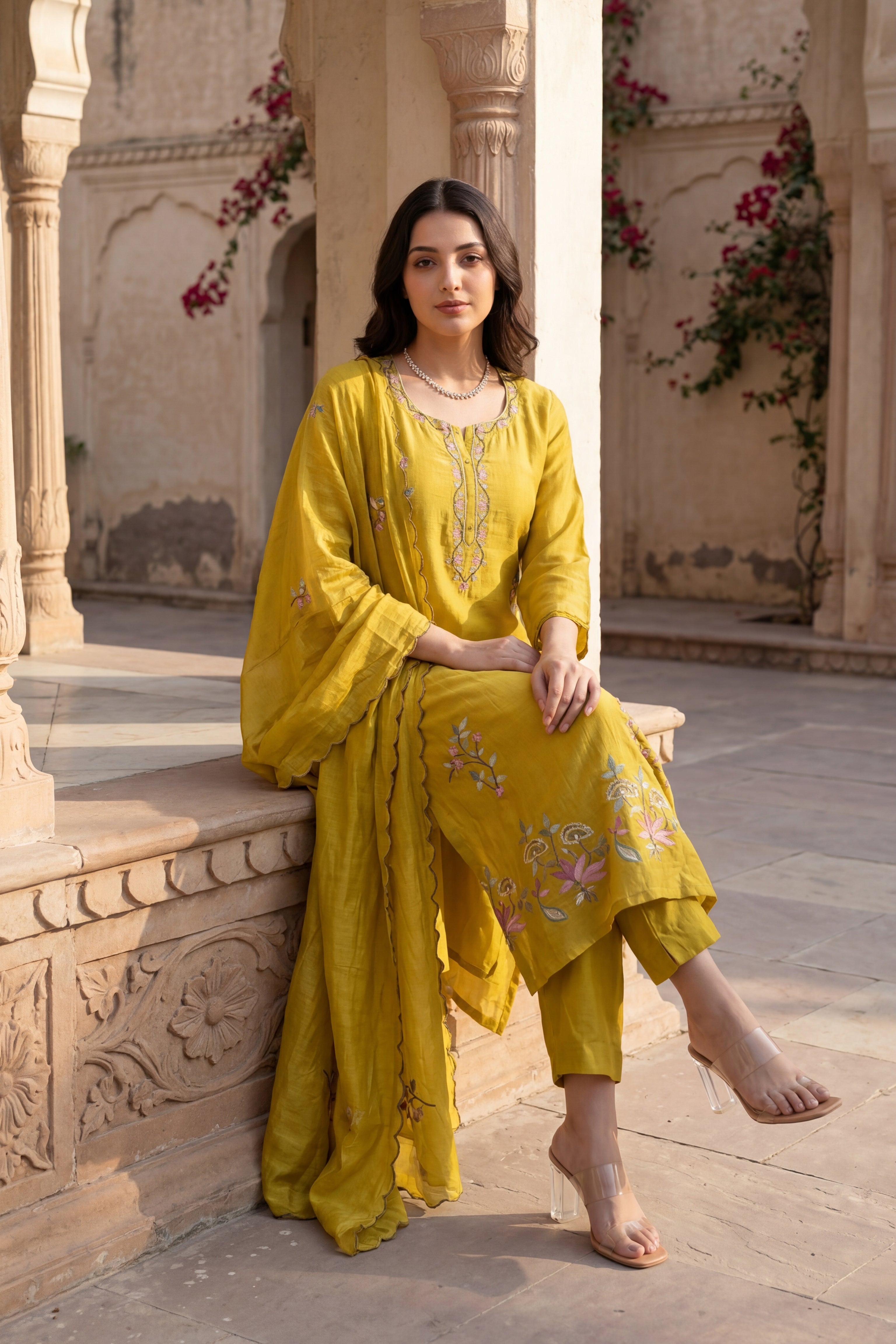 Sunlit Elegance Chanderi Kurta Set