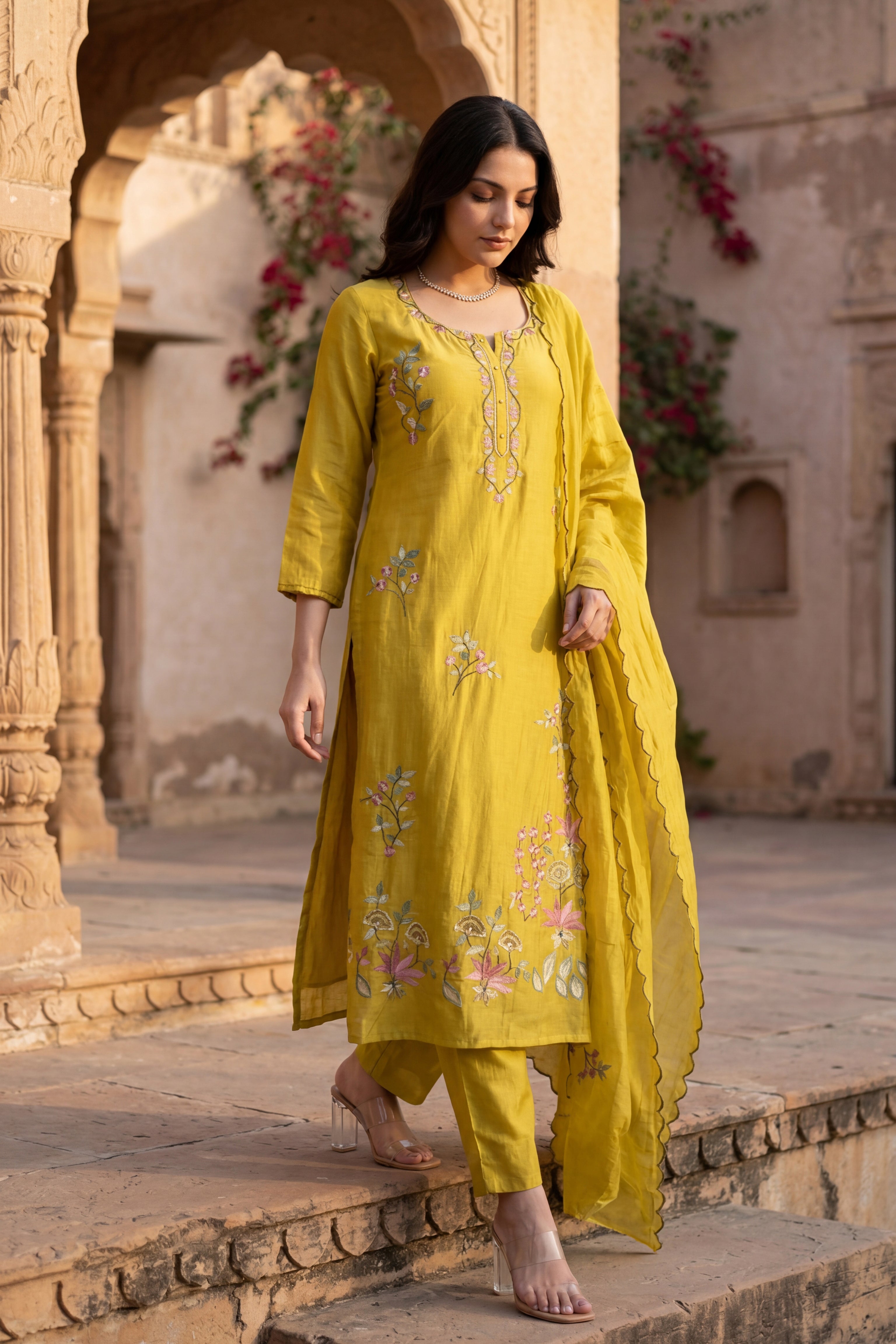 Sunlit Elegance Chanderi Kurta Set