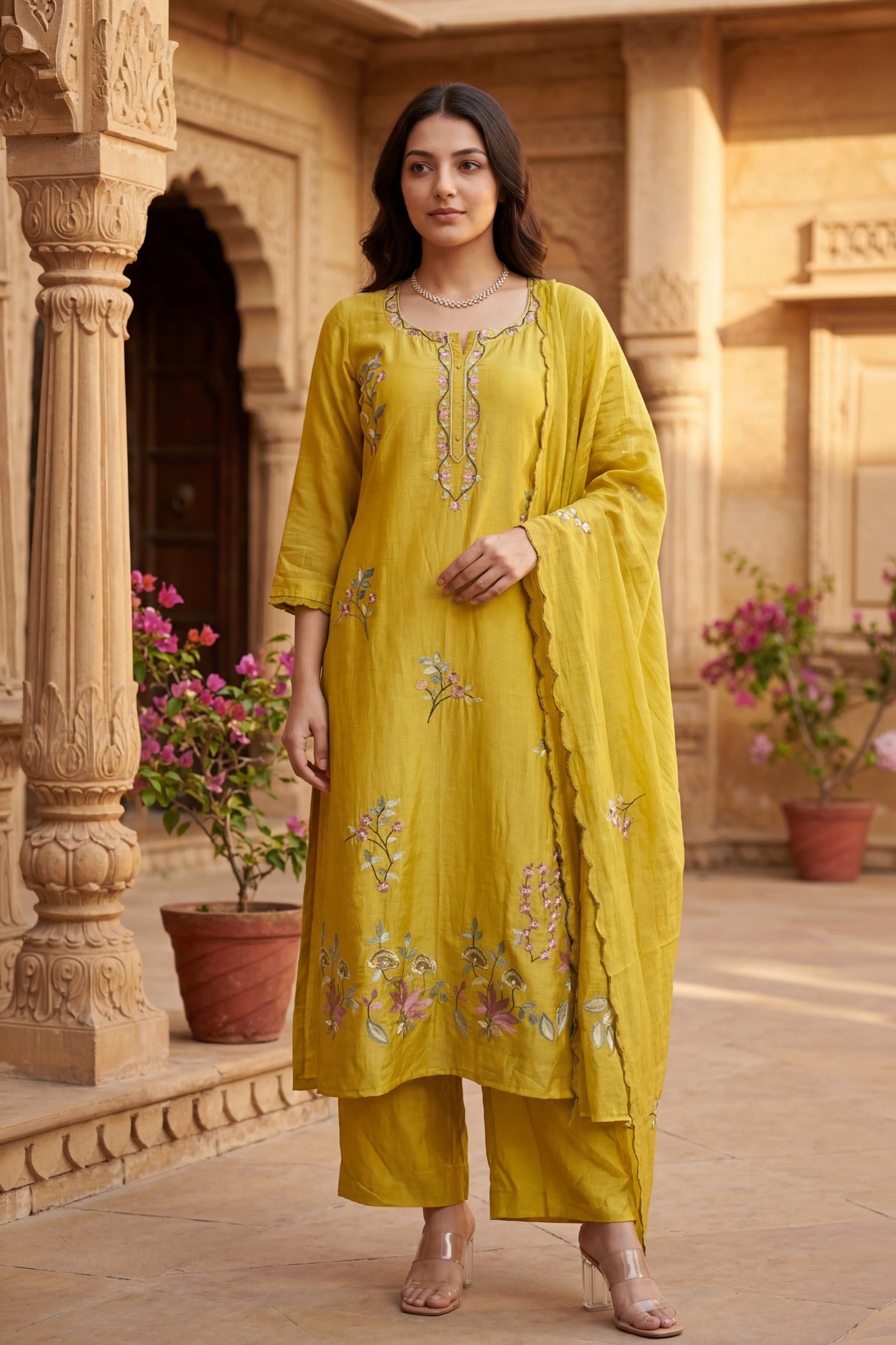 Sunlit Elegance Chanderi Kurta Set