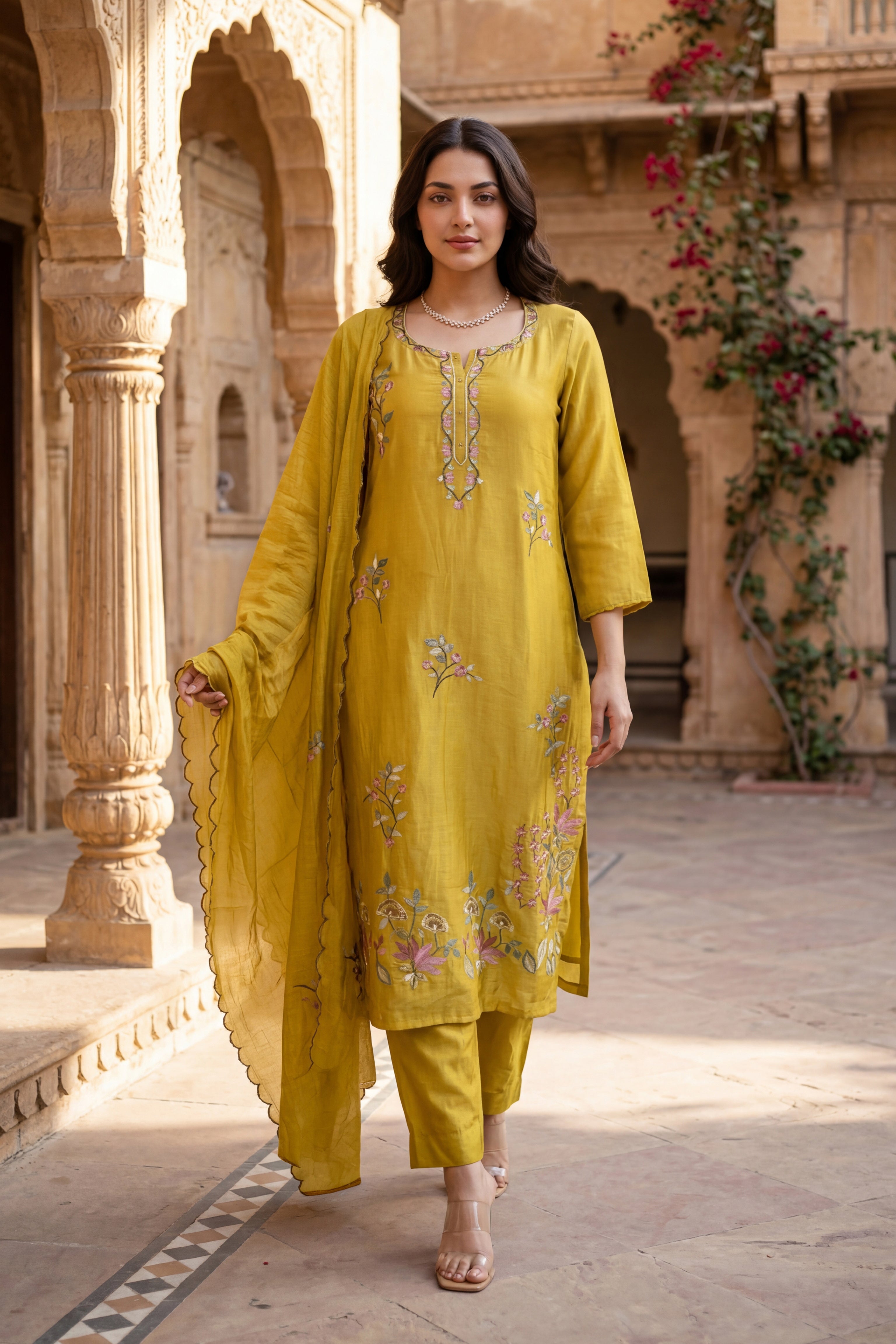Sunlit Elegance Chanderi Kurta Set