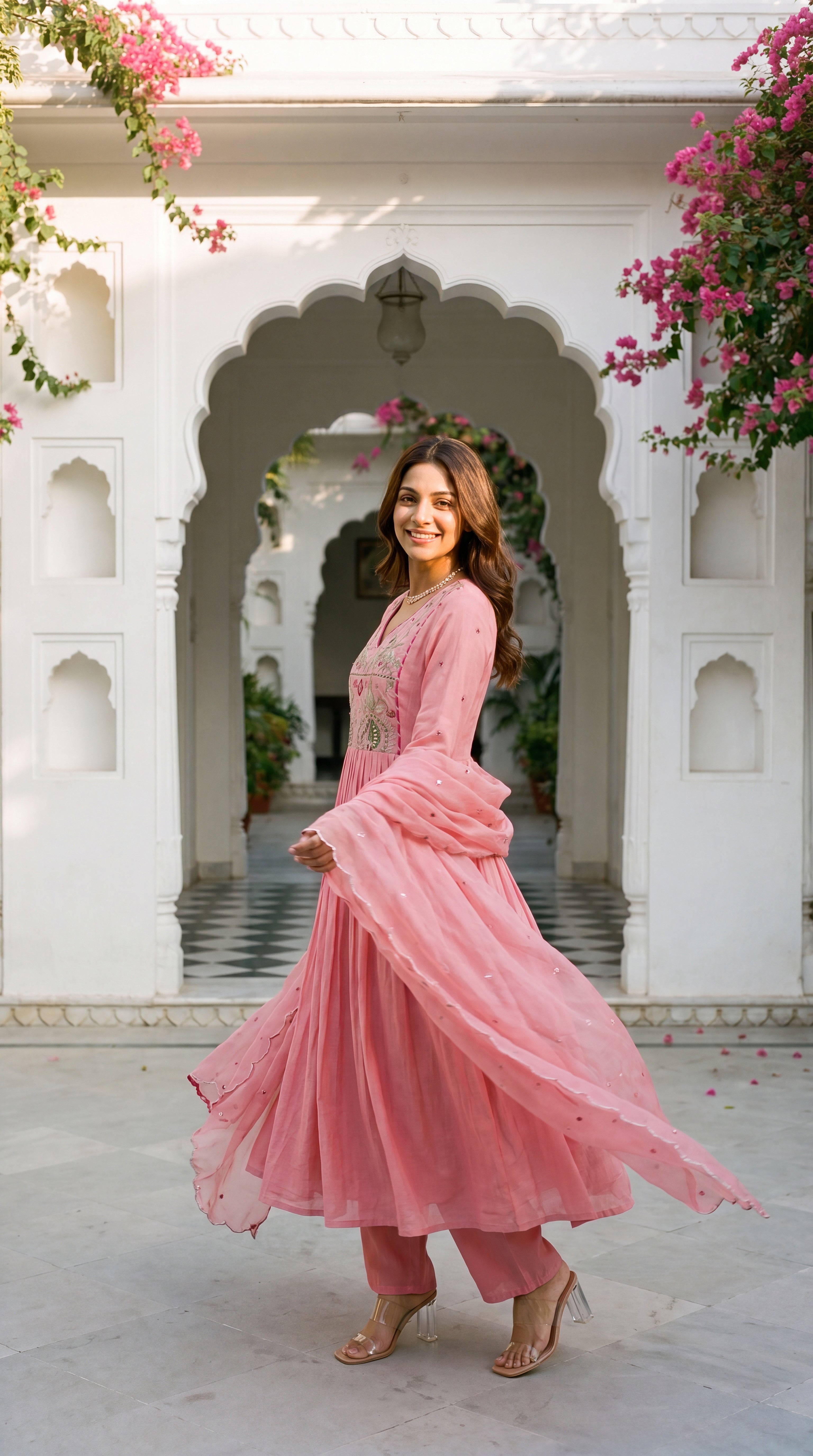 Pink Aura Ensemble Chanderi Suit Set
