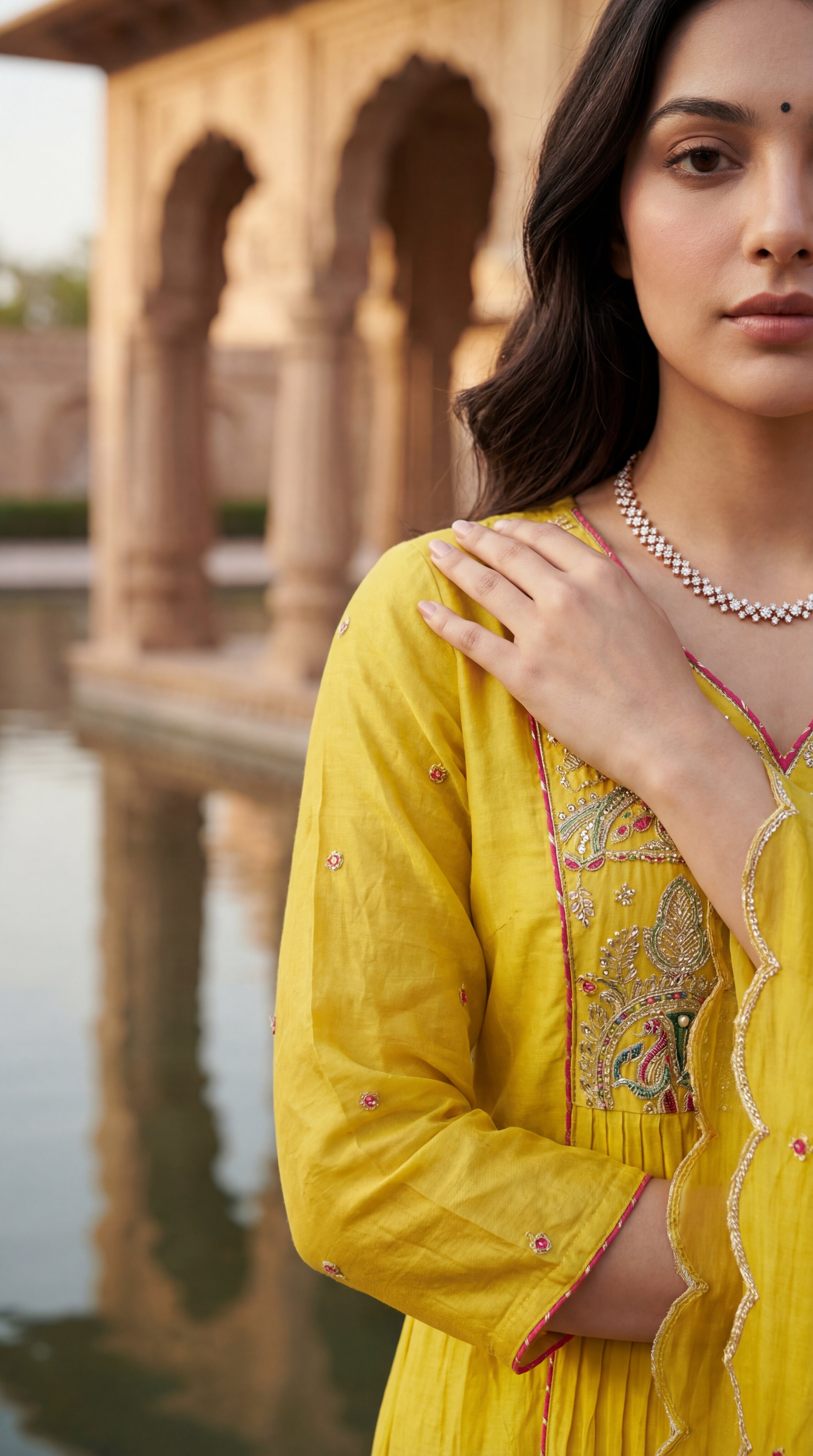 Golden Bloom Chanderi Suit Set