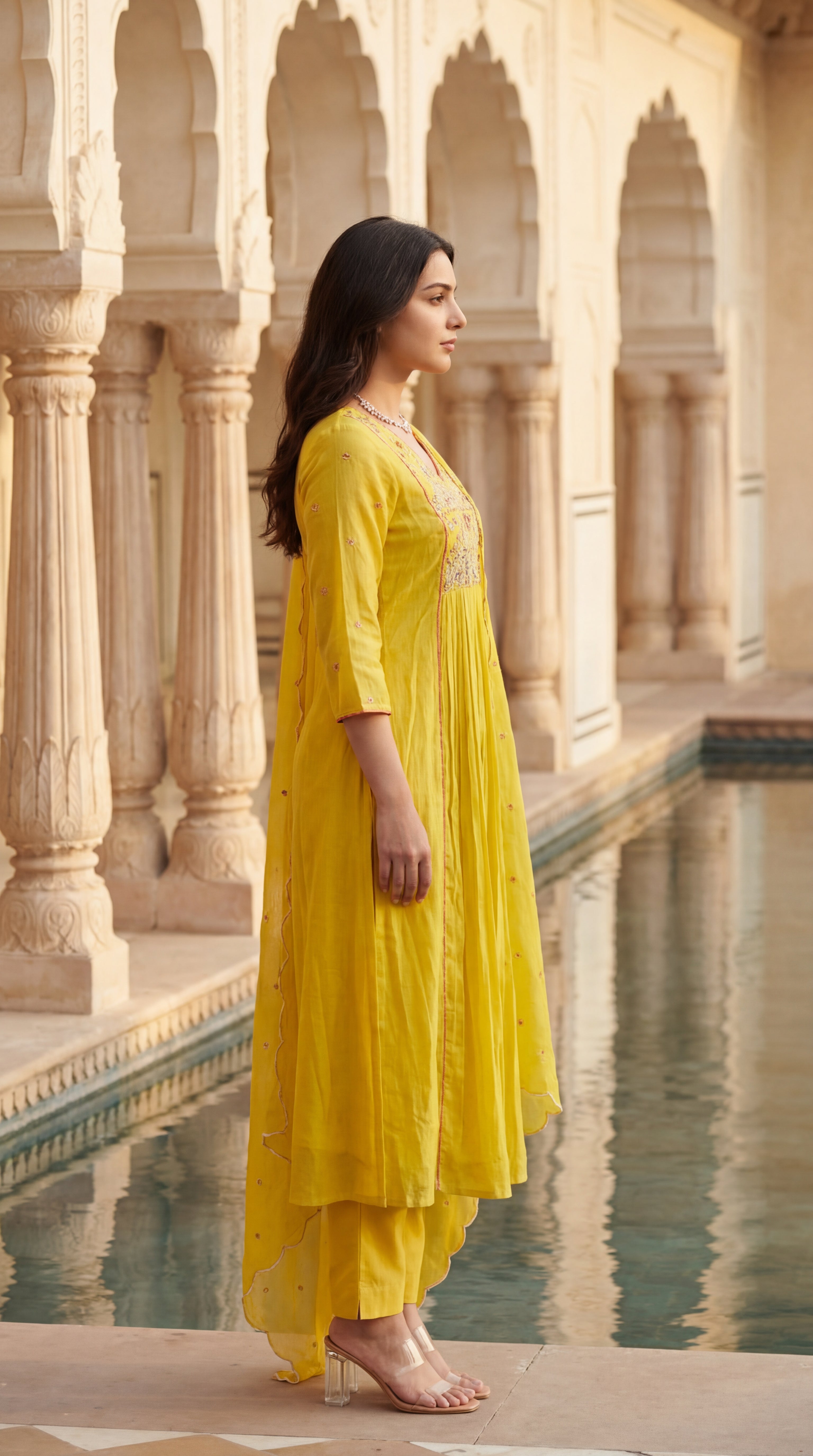 Golden Bloom Chanderi Suit Set