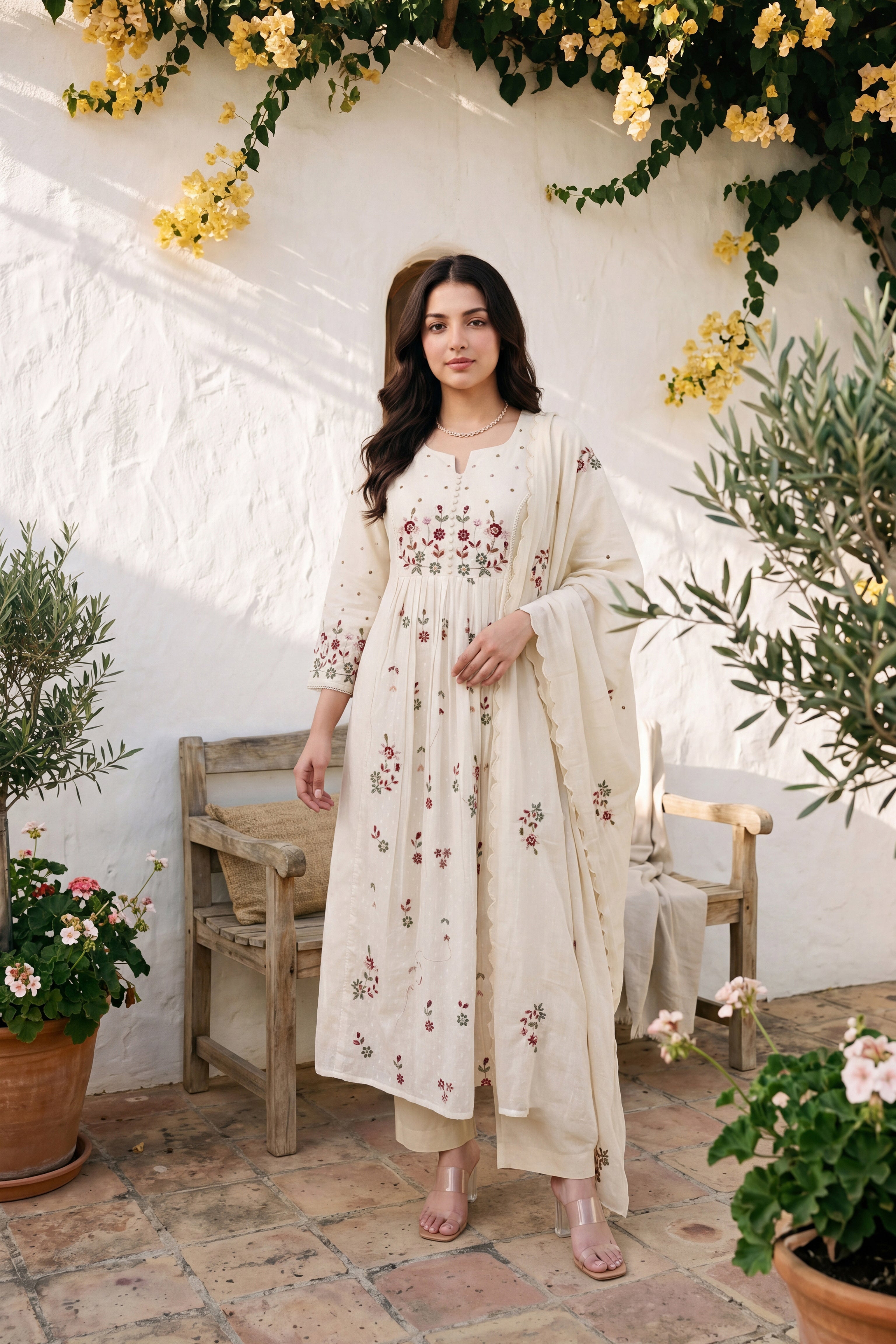 Ivory Embroidered Suit Set