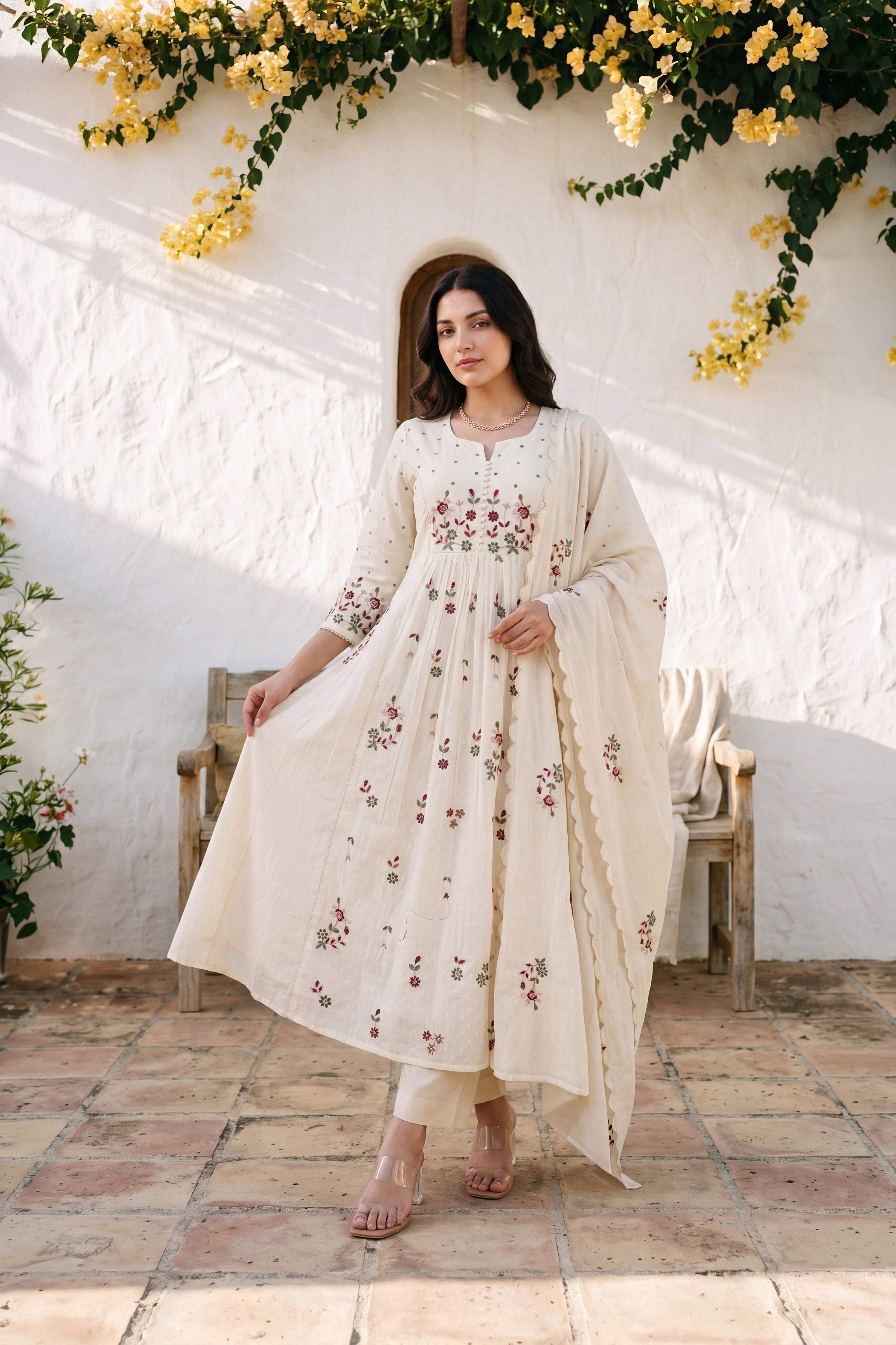 Ivory Embroidered Suit Set