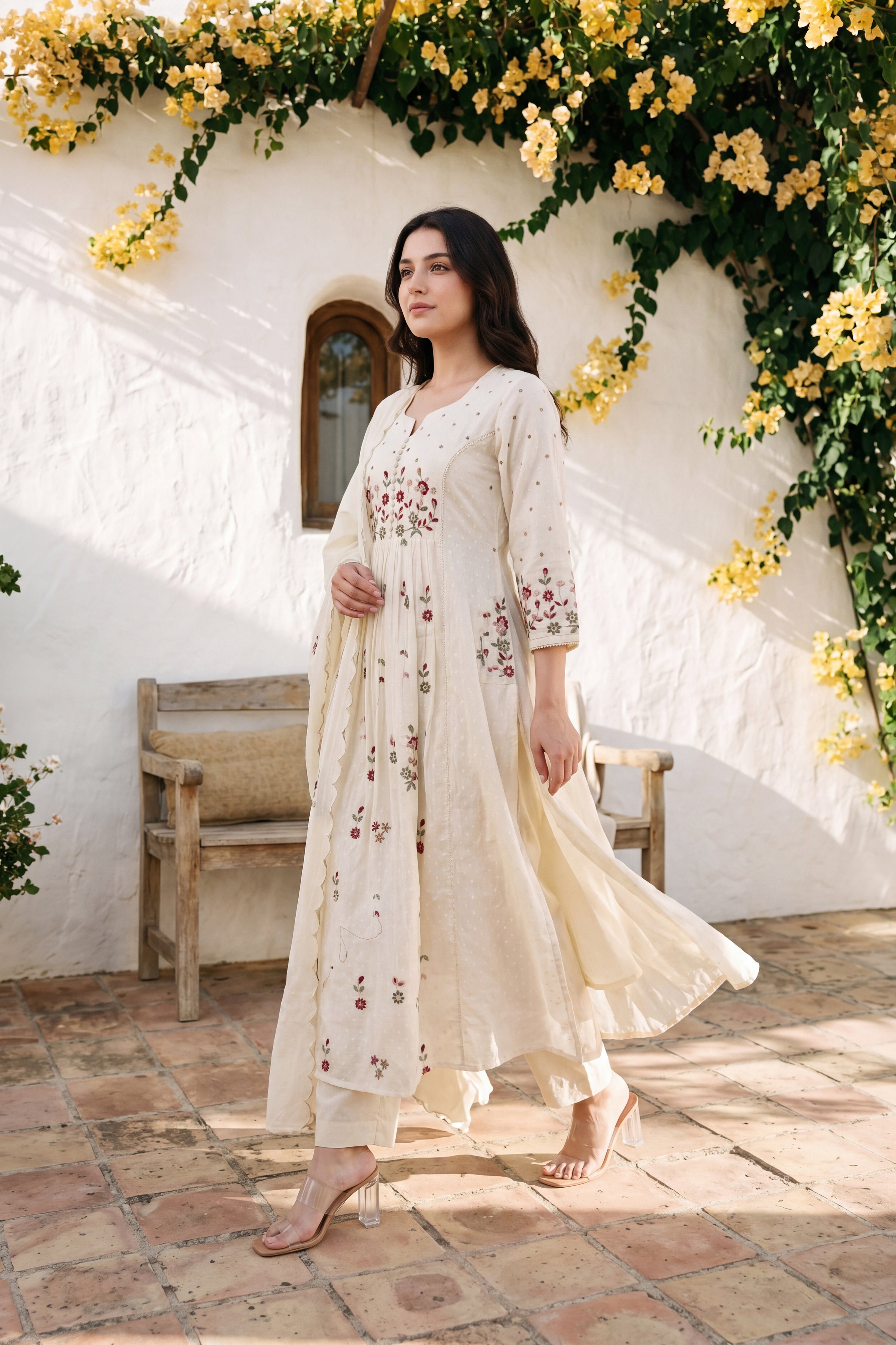 Ivory Embroidered Suit Set