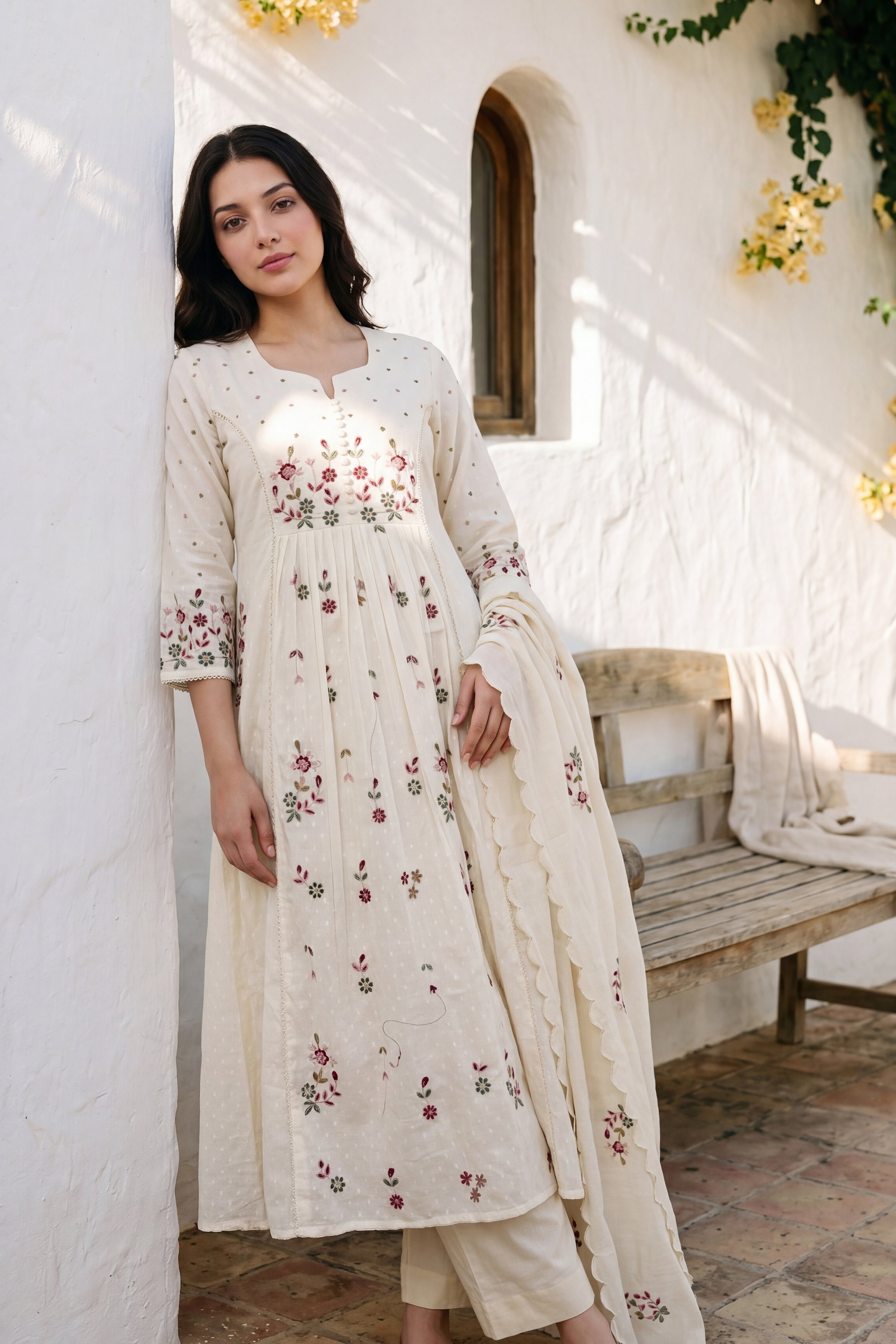 Ivory Embroidered Suit Set