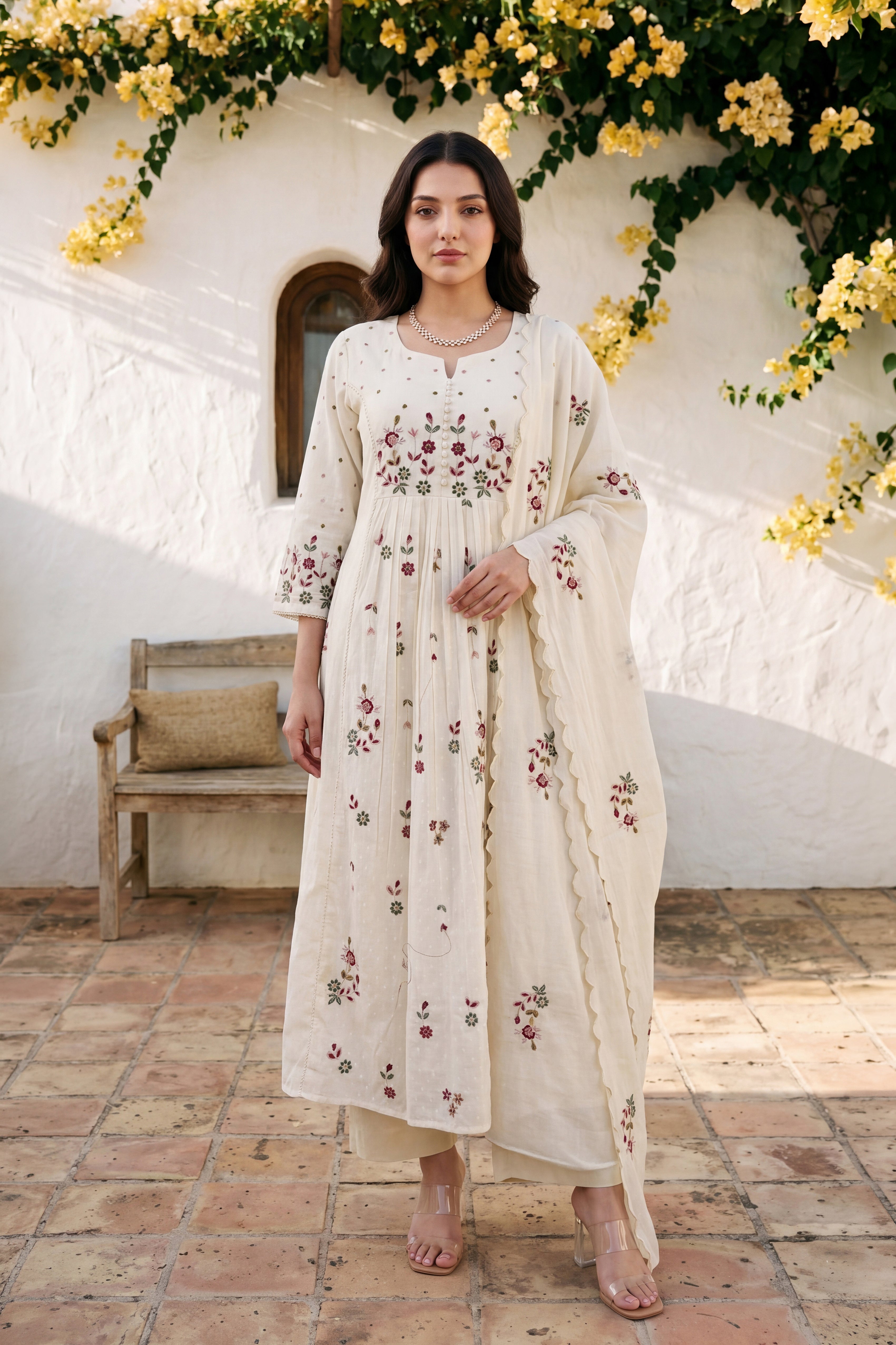 Ivory Embroidered Suit Set