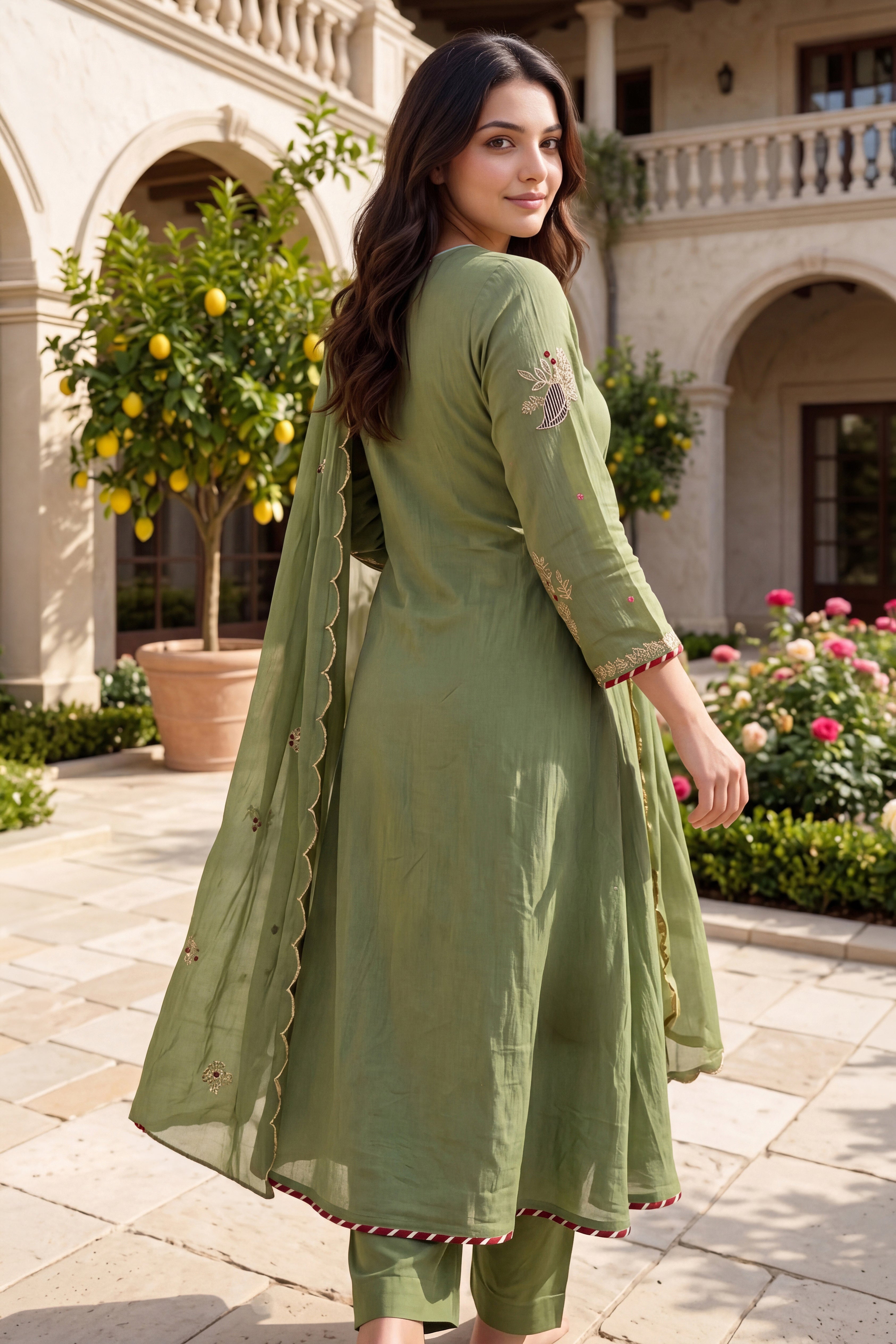 Royal Olive Embroidered Suit