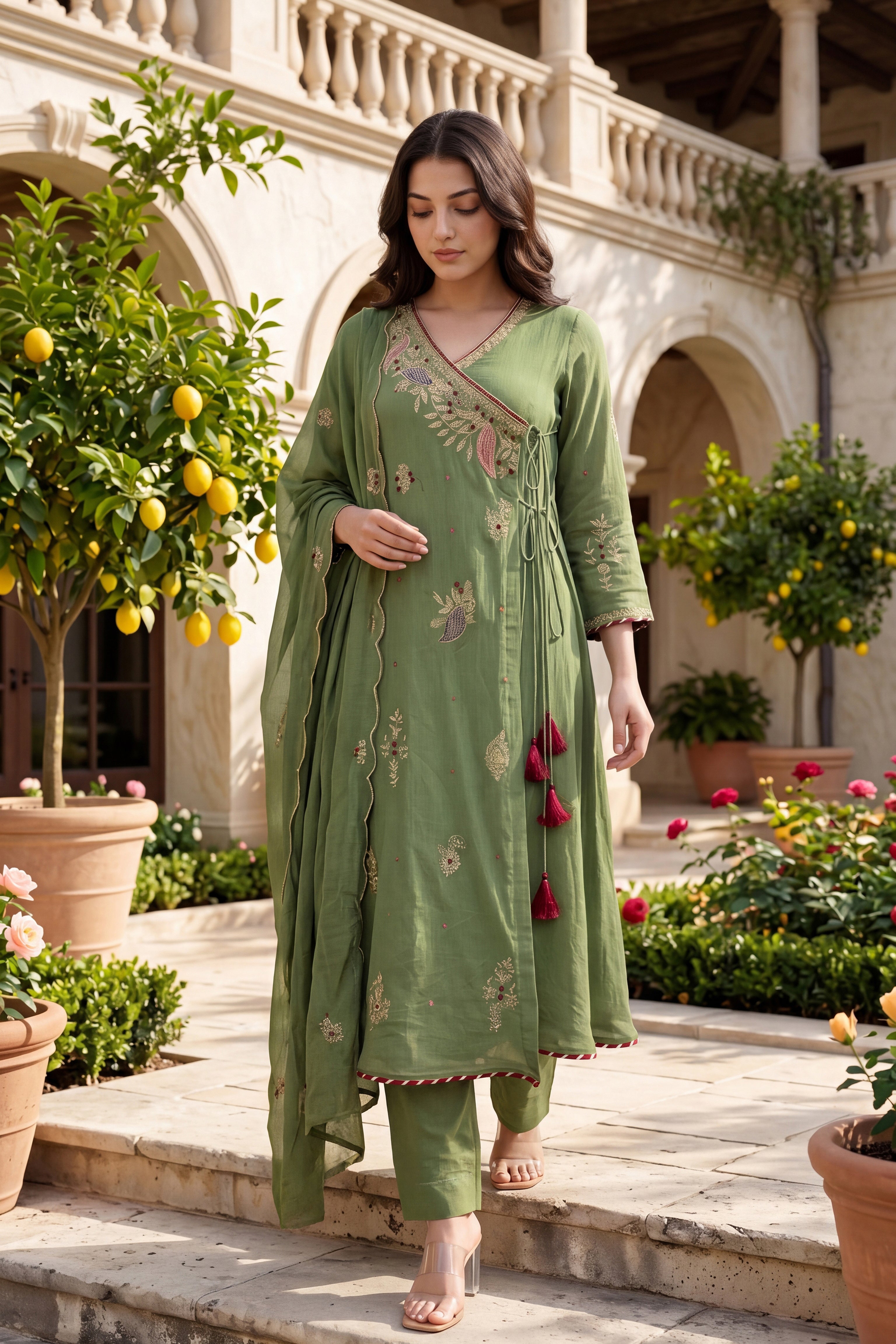 Royal Olive Embroidered Suit