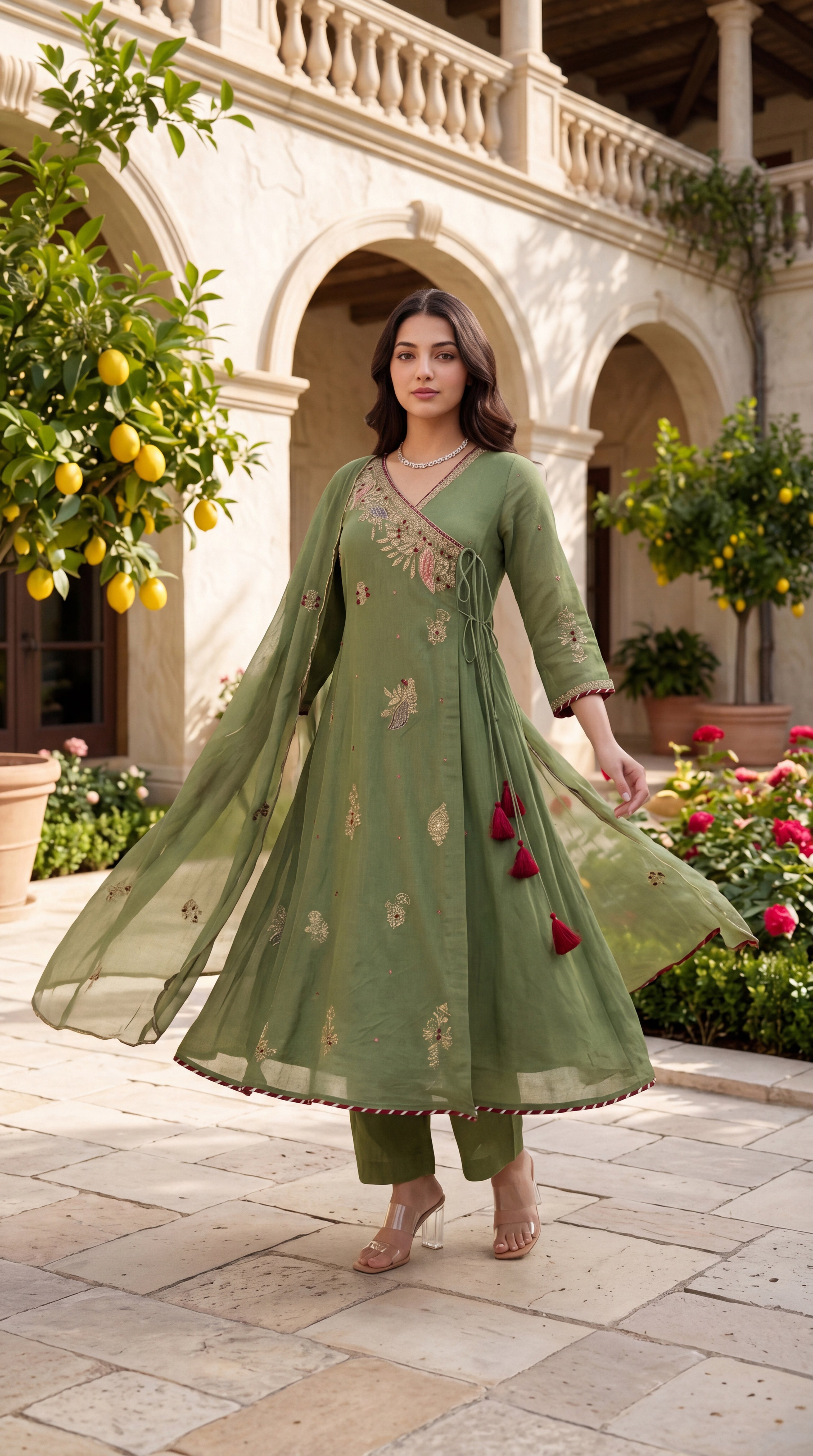 Royal Olive Embroidered Suit