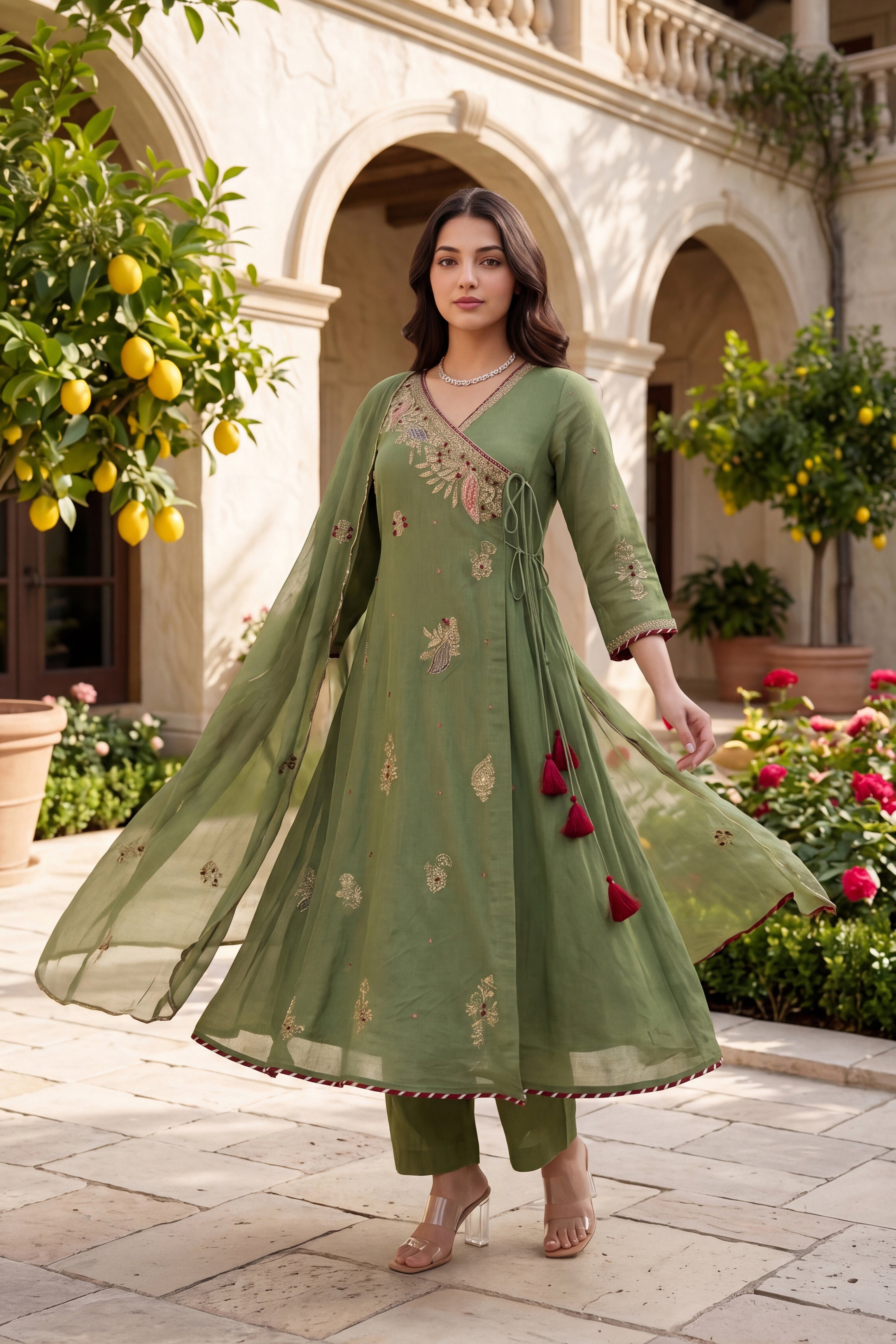 Royal Olive Embroidered Suit