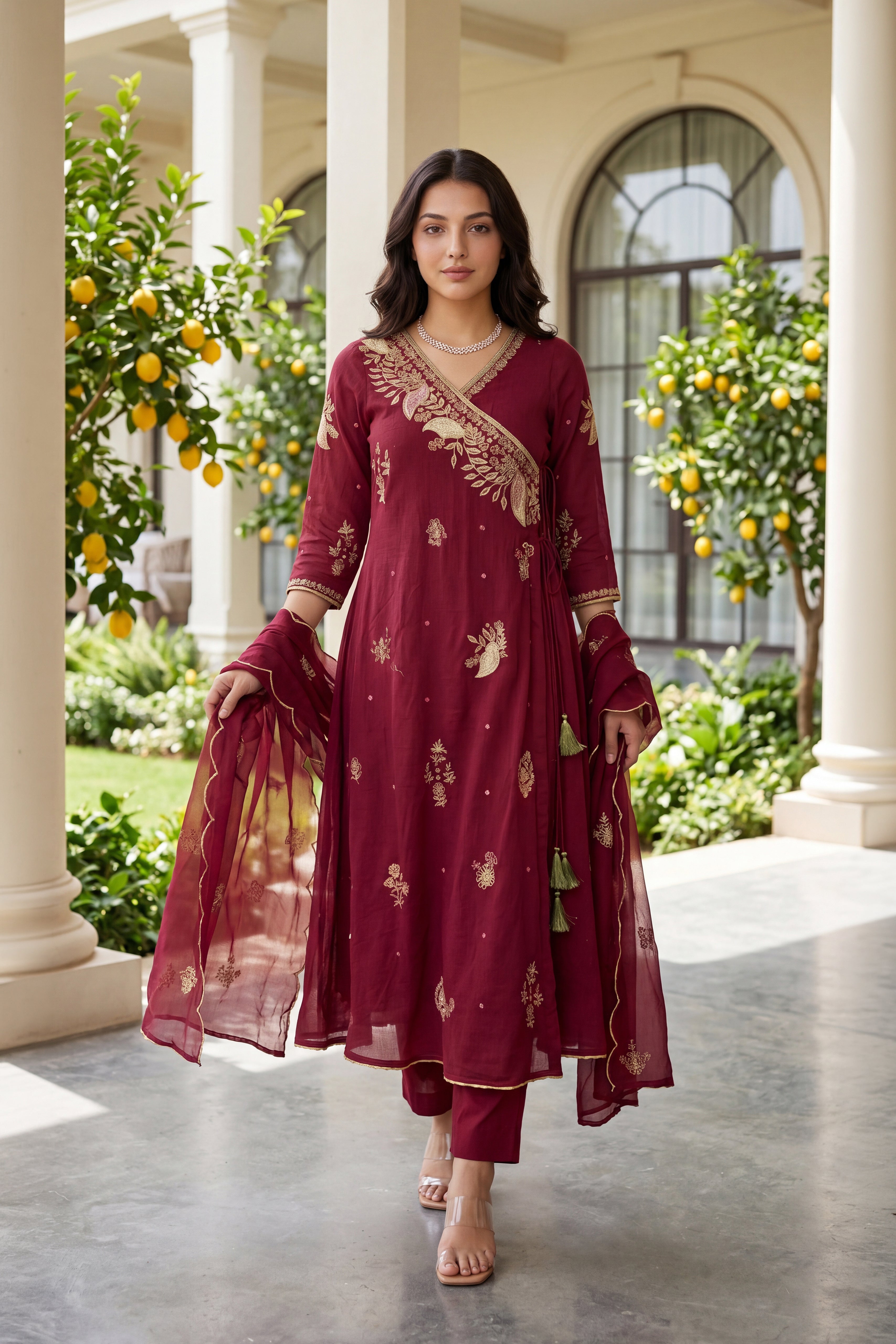 Royal Wine Embroidered Suit