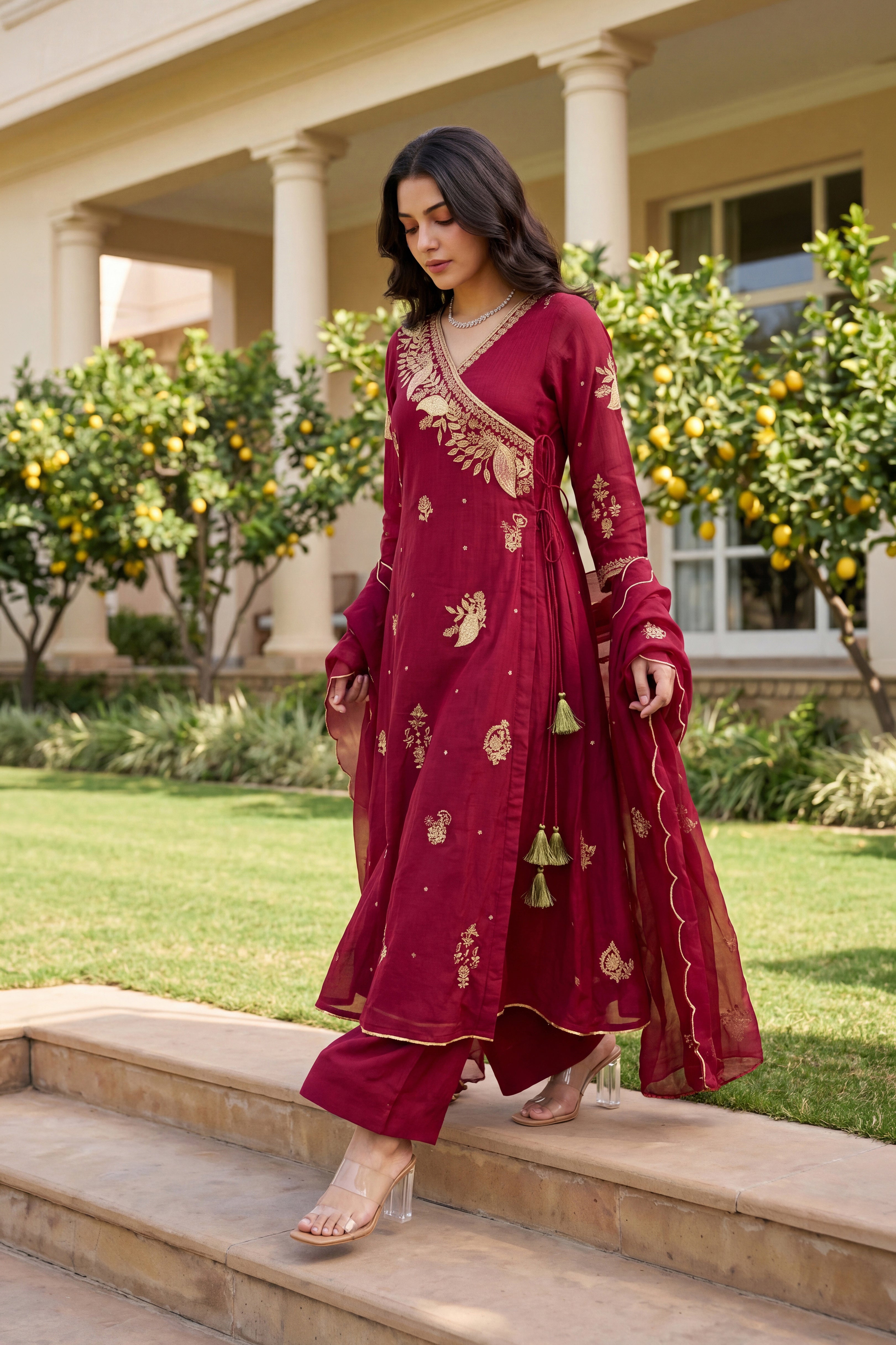 Royal Wine Embroidered Suit