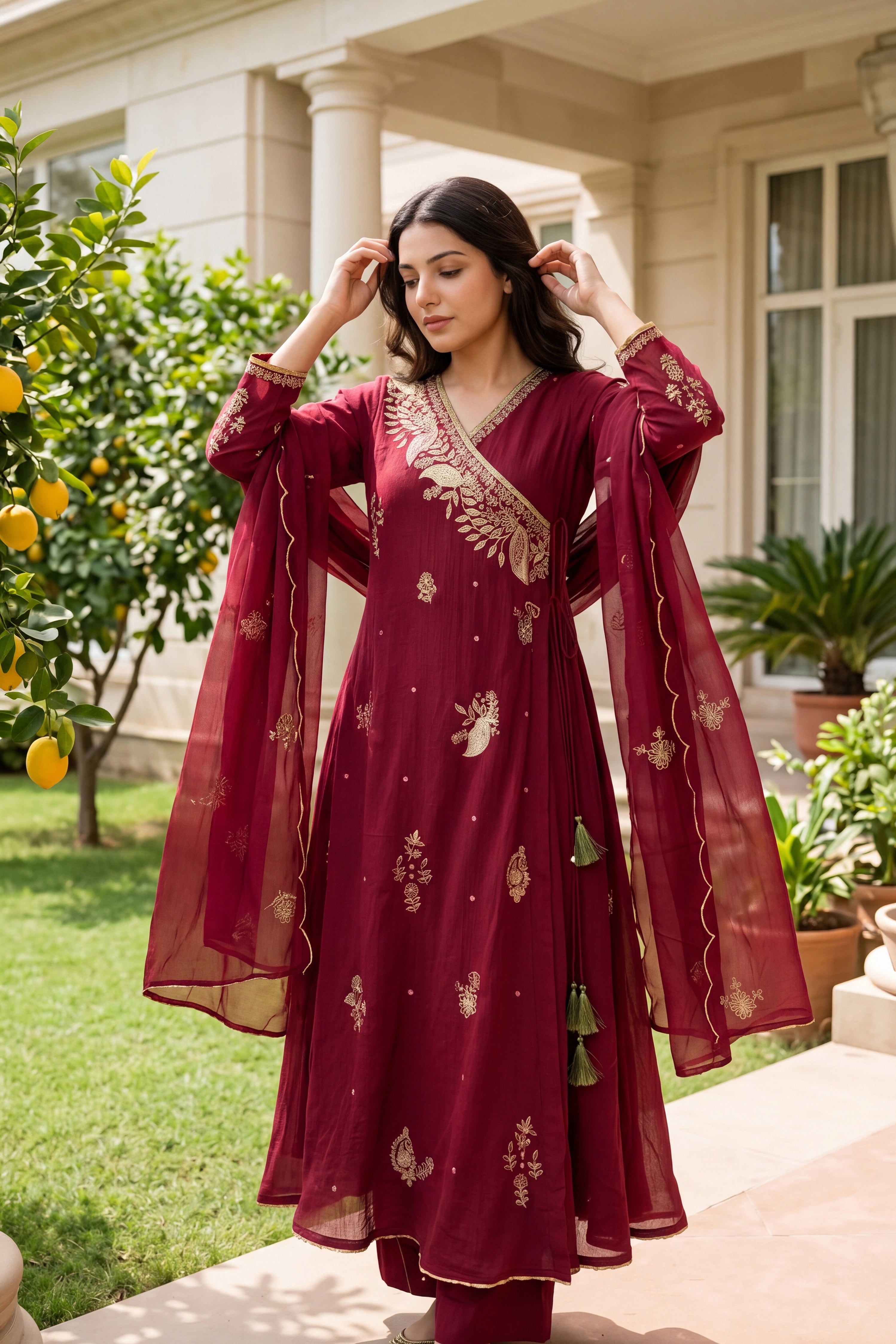 Royal Wine Embroidered Suit