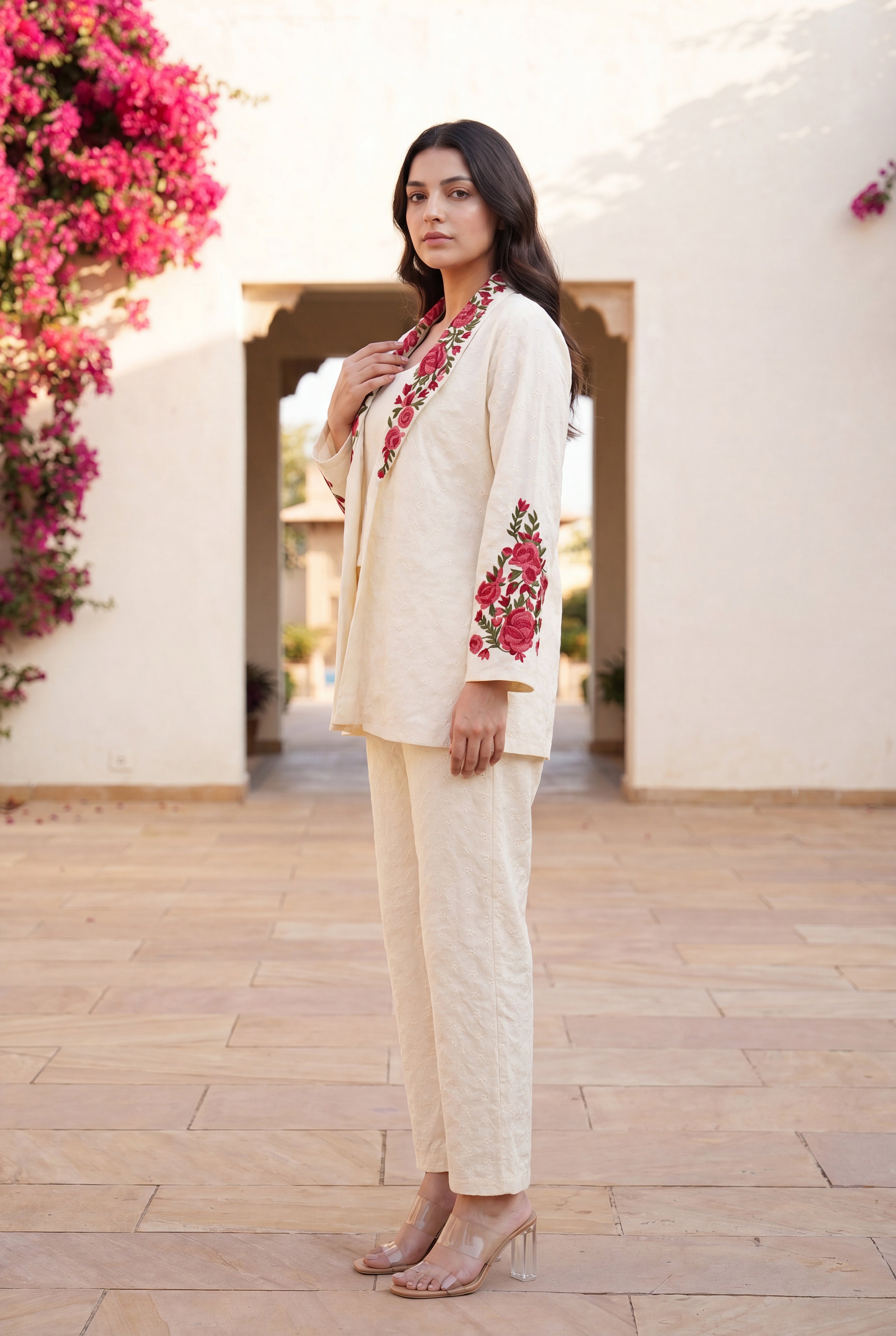 Ivory Rose Embroidered Set