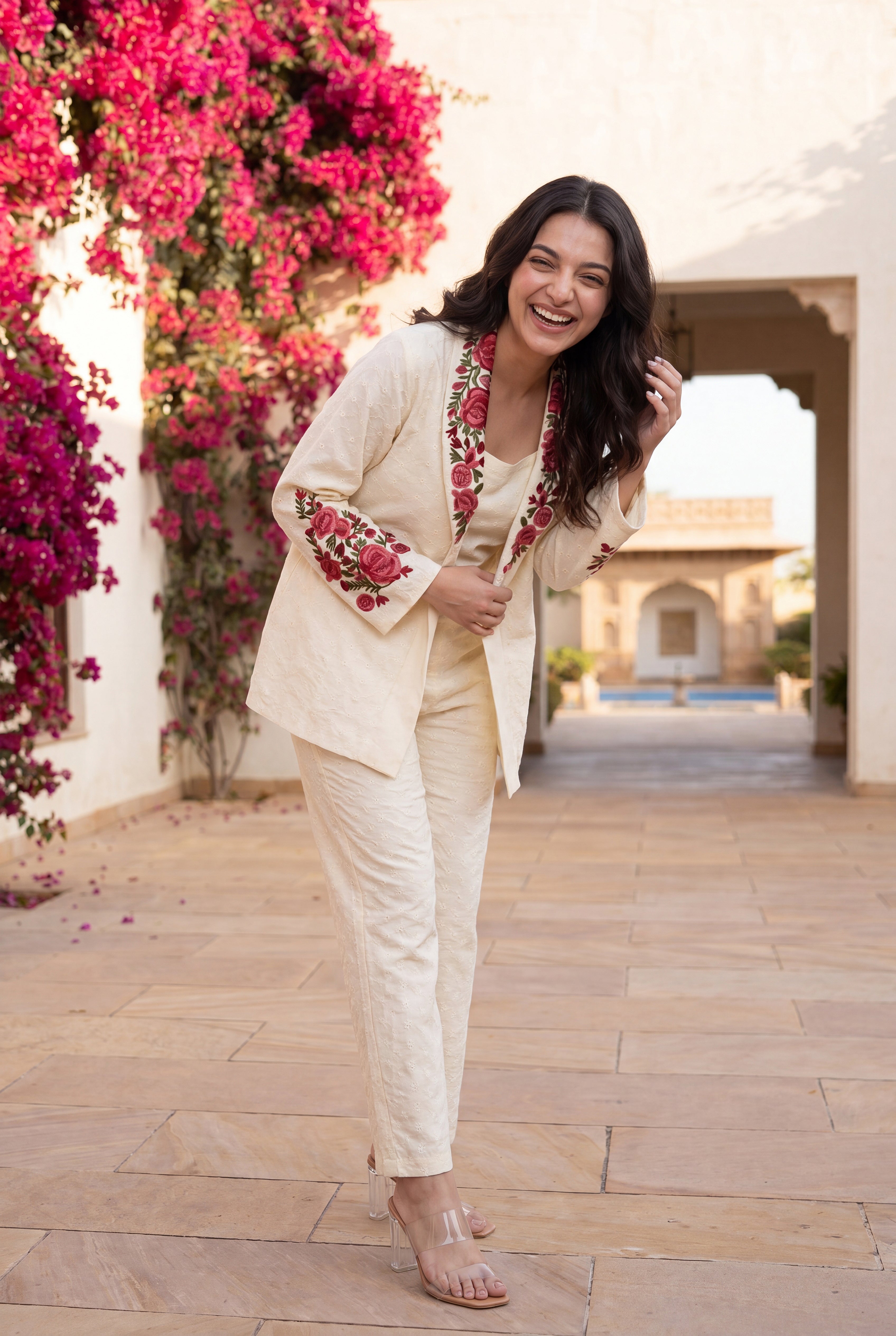 Ivory Rose Embroidered Set